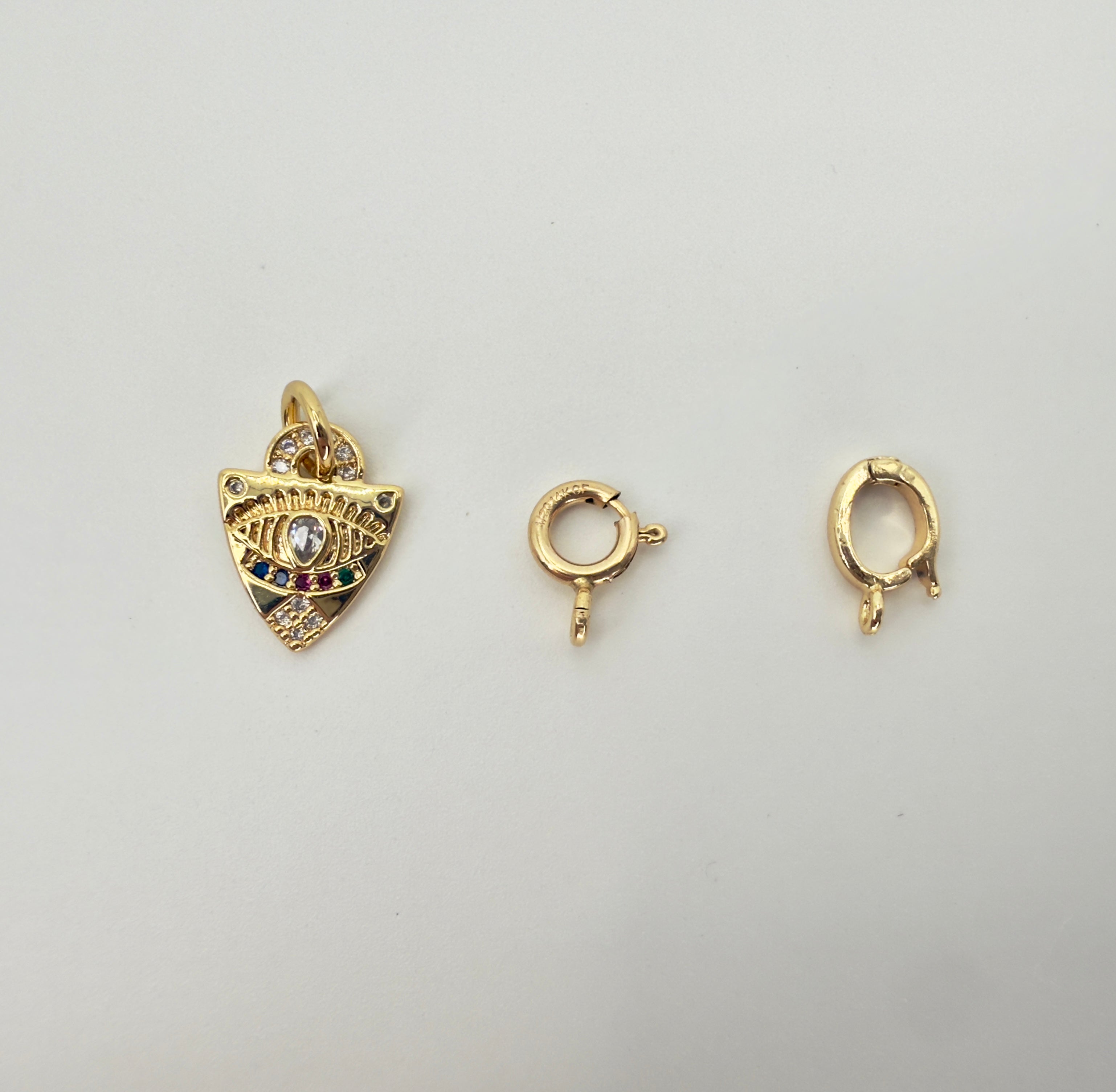 The Rhela - Gold & Multi Color Triangle Evil Eye Charm