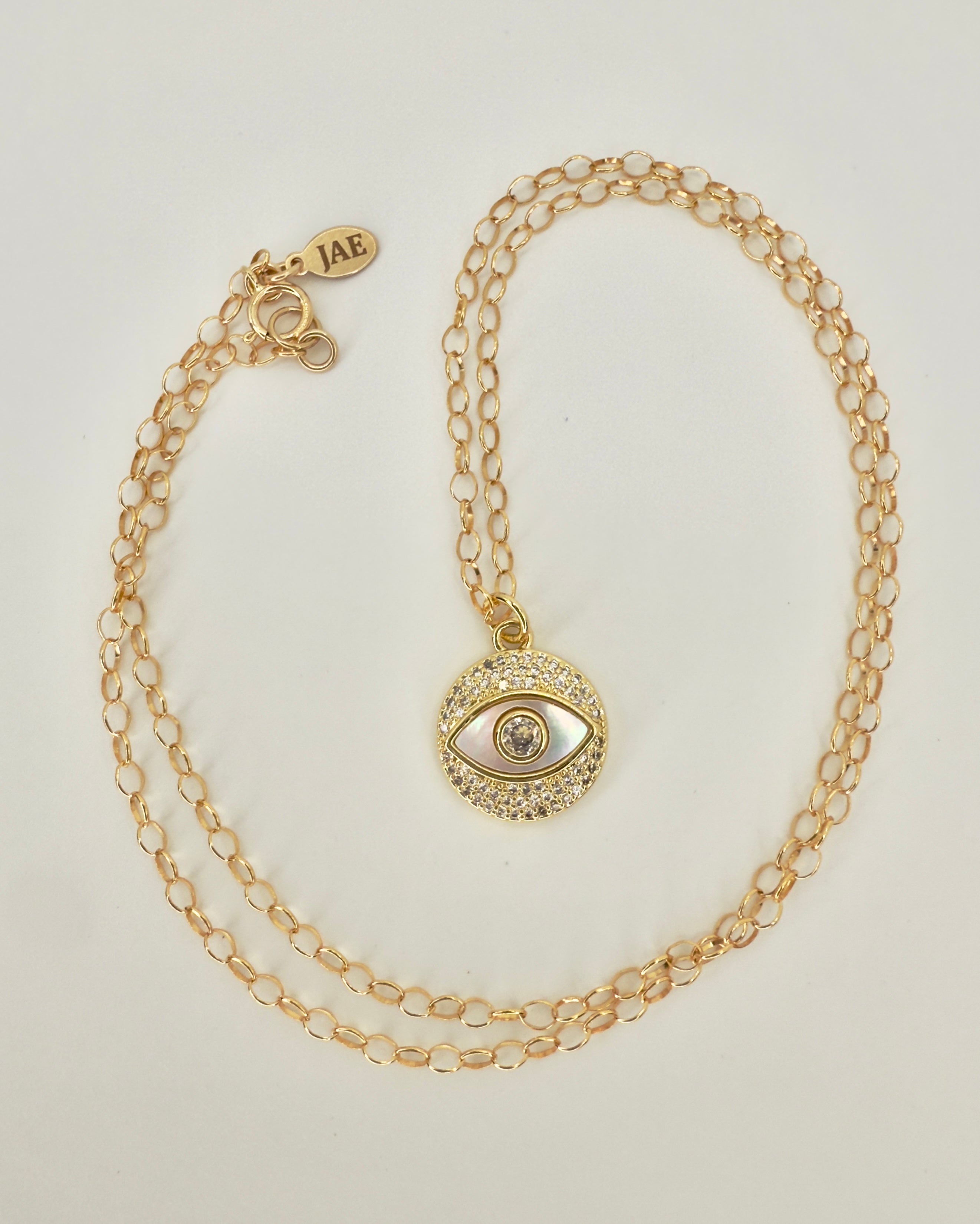 The Penelope - Evil Eye and Mother of Pearl Necklace - 20" Length