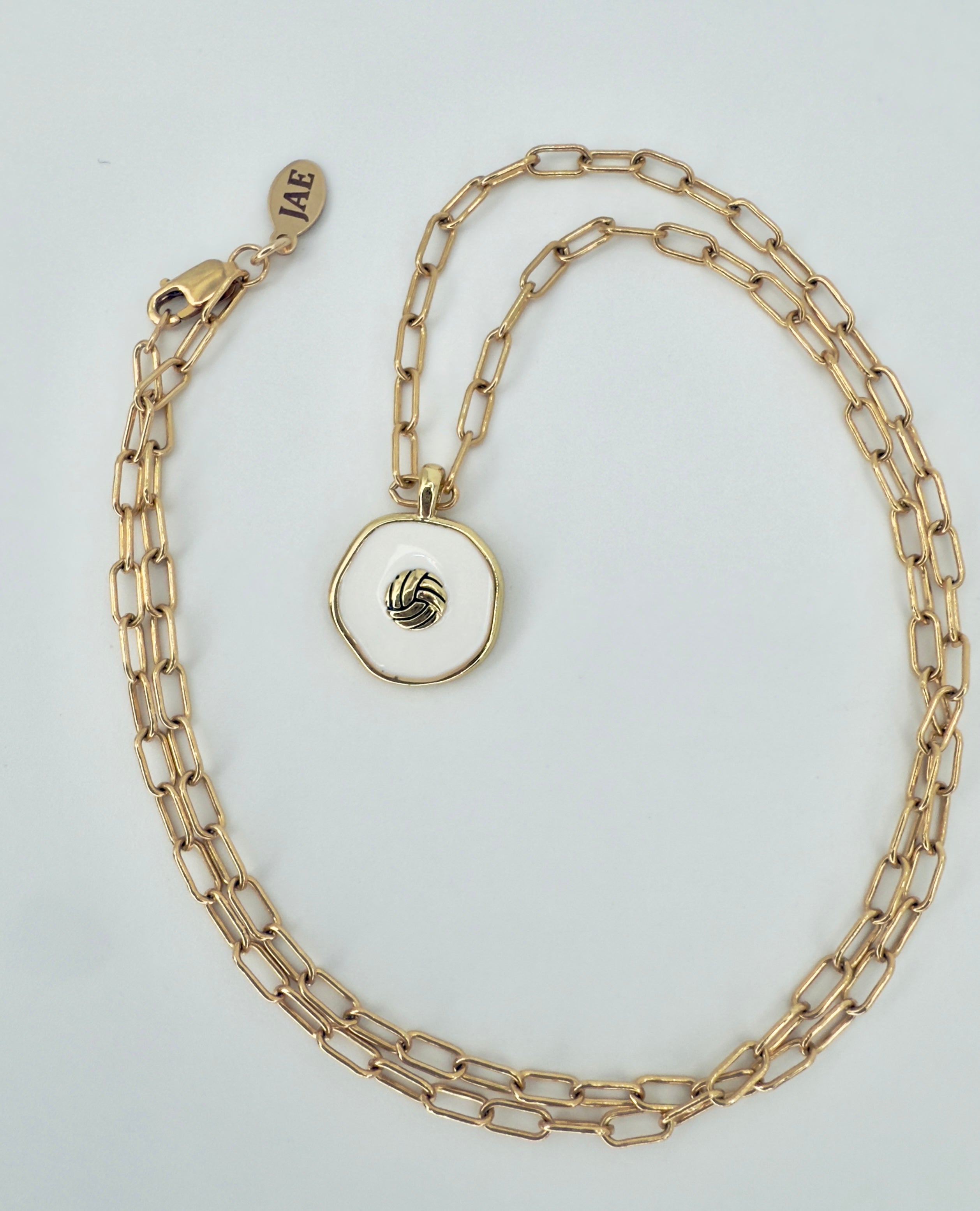 The Larson - Enamel Volleyball Medallion Necklace