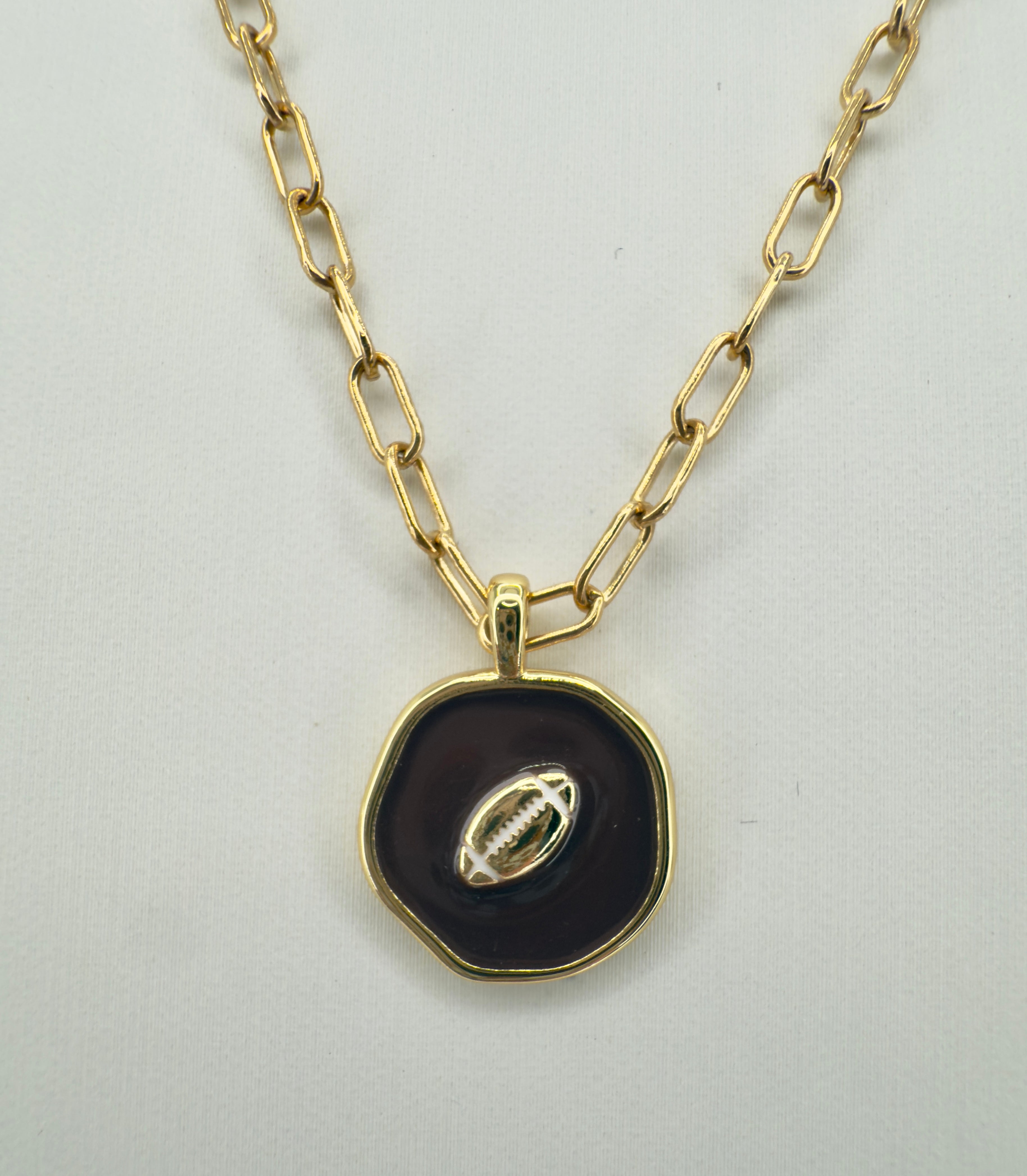 The Manning - Enamel Football Medallion Necklace