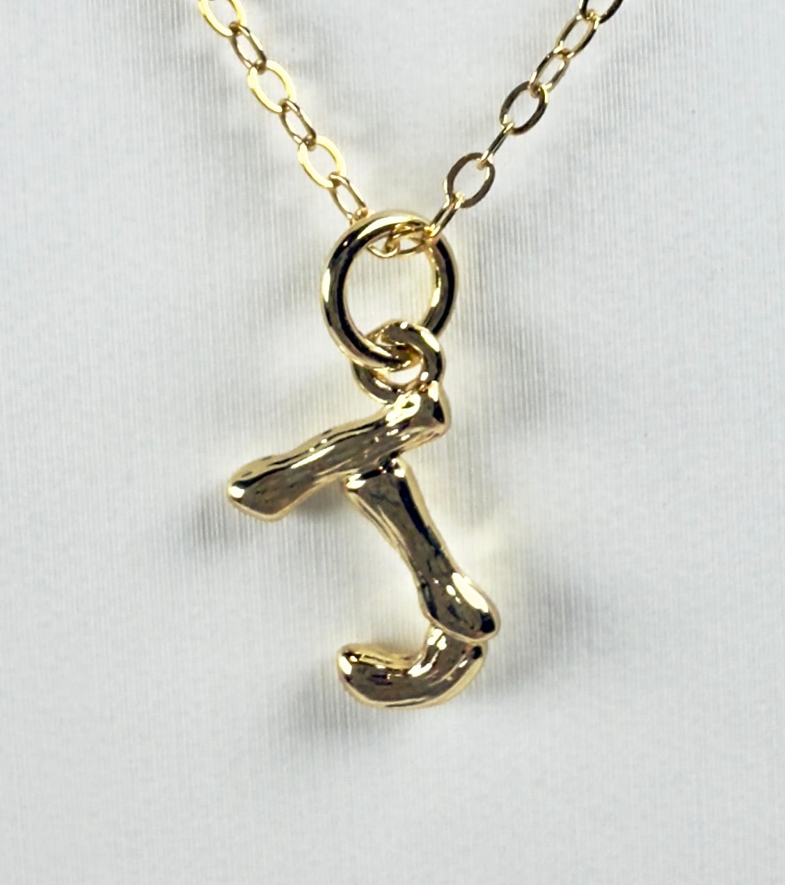 Gold Bamboo Initial/Letter Necklace A-Z, 16" & 18" Lengths