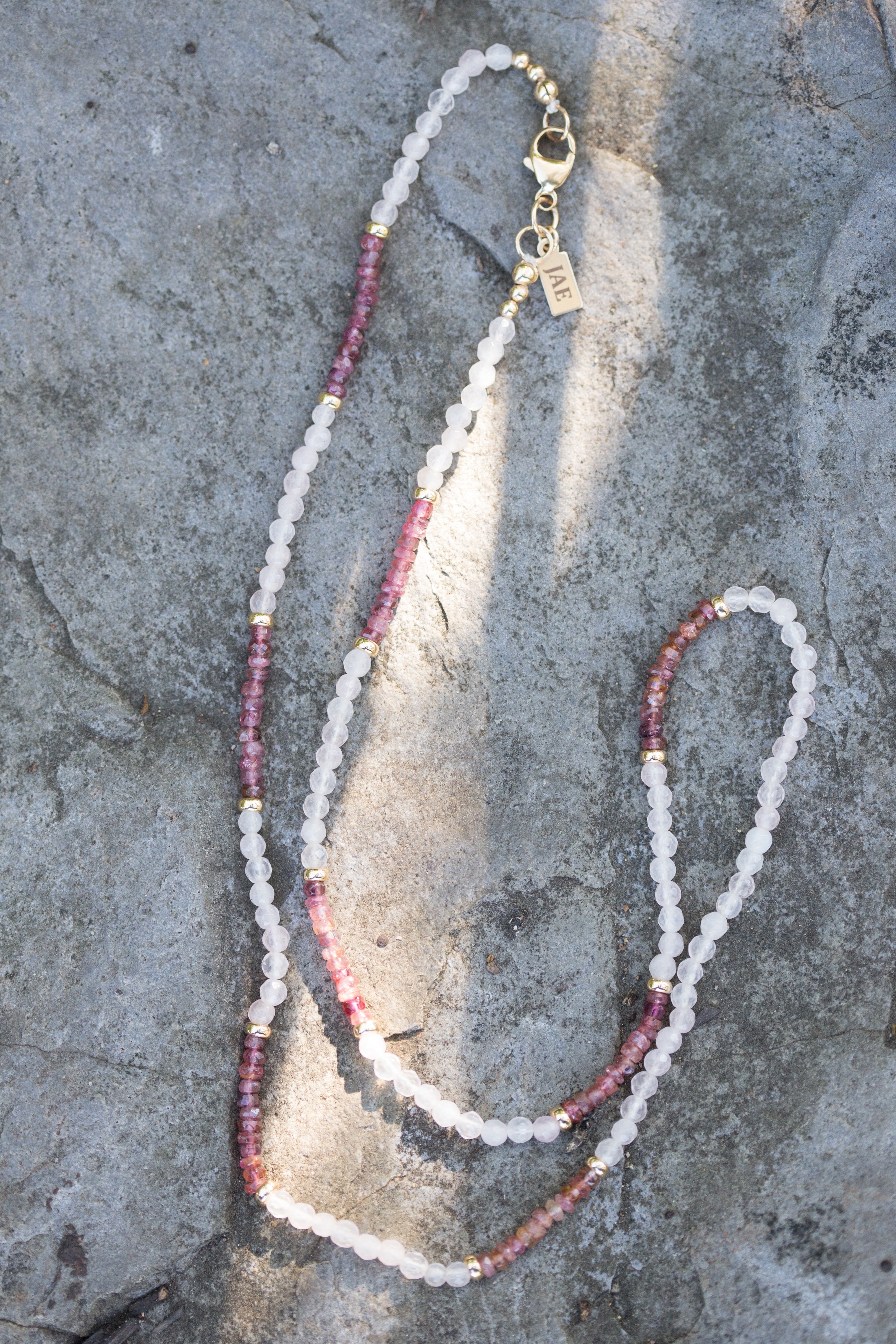 The Stephanie - A "One Of A Kind"  Rose Quartz, Pink Tourmaline and Gold Bead Necklace
