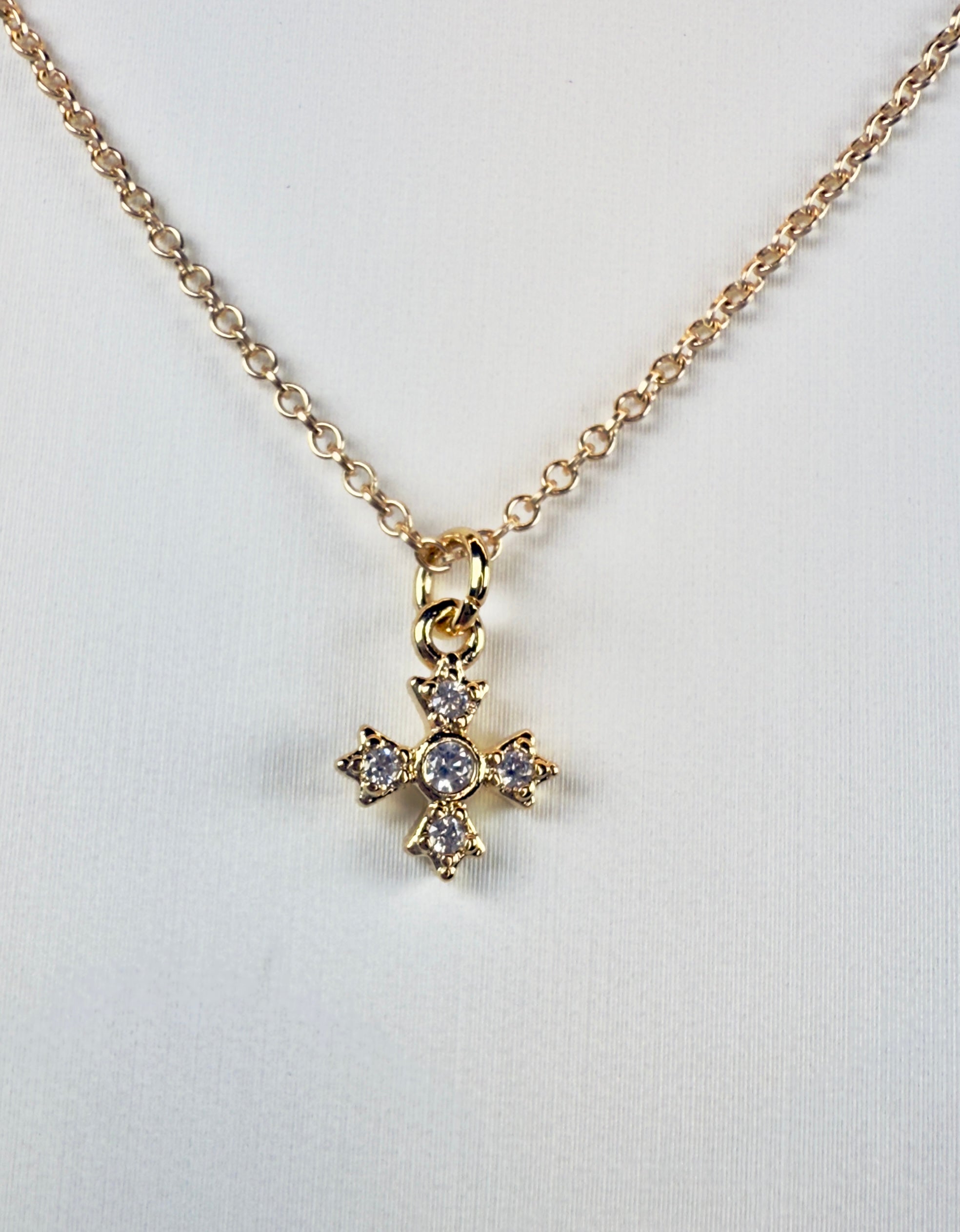 The Lando - Greek Cross Charm with Cubic Zirconia Necklace