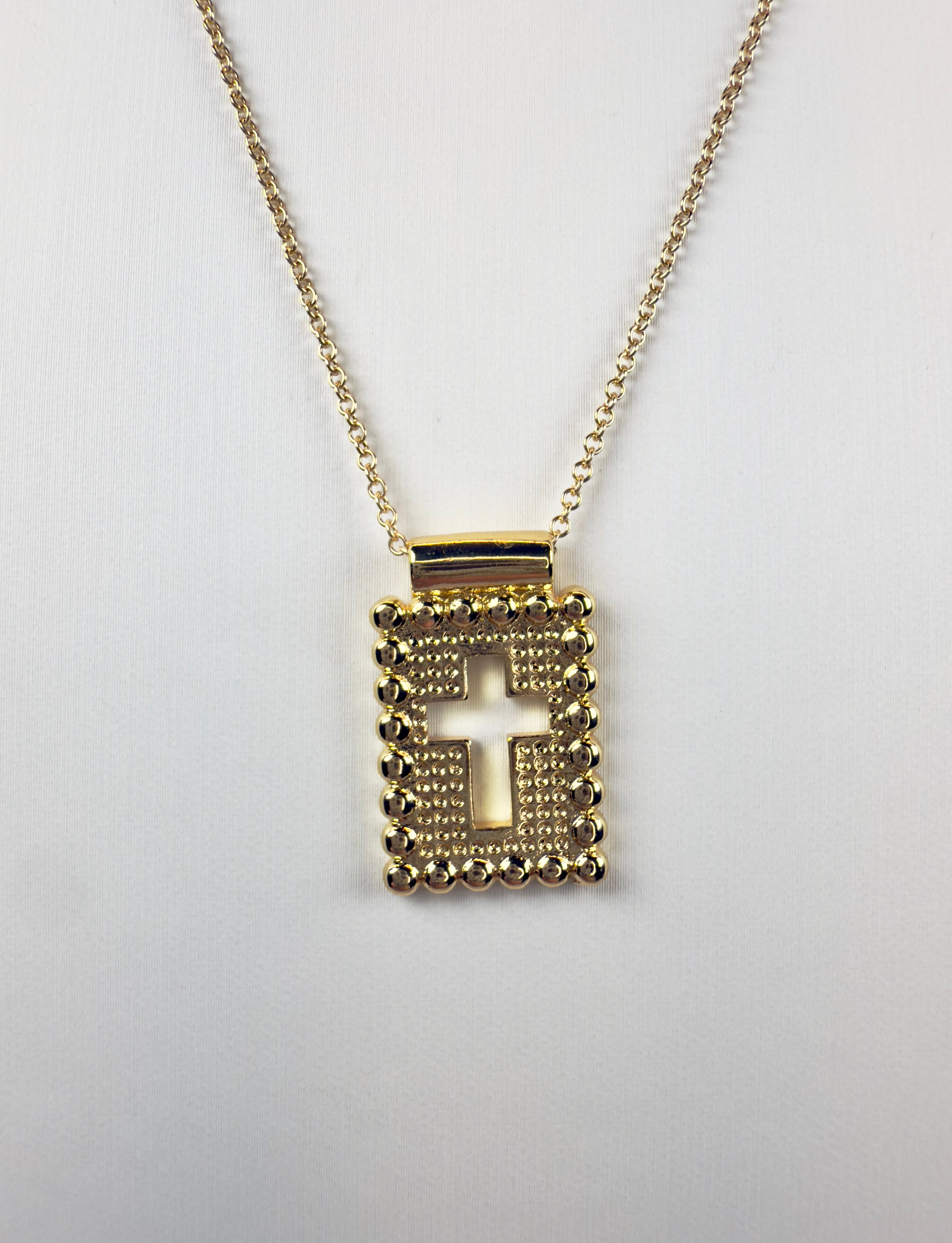 The Anterus - Rectangular Cut-out Cross Pendant Necklace