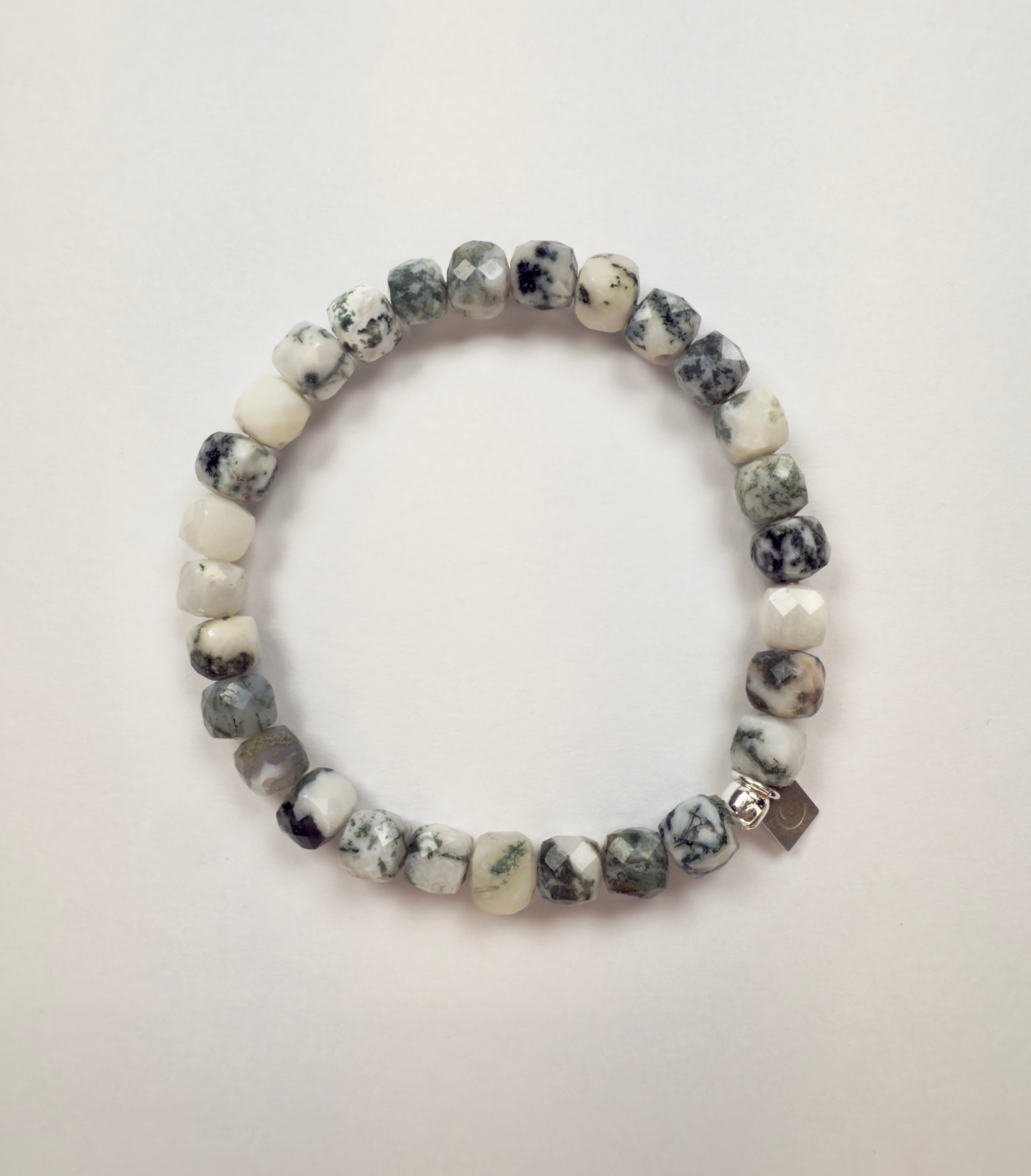 The Graham - Green Tree Agate Square Faceted Bracelet