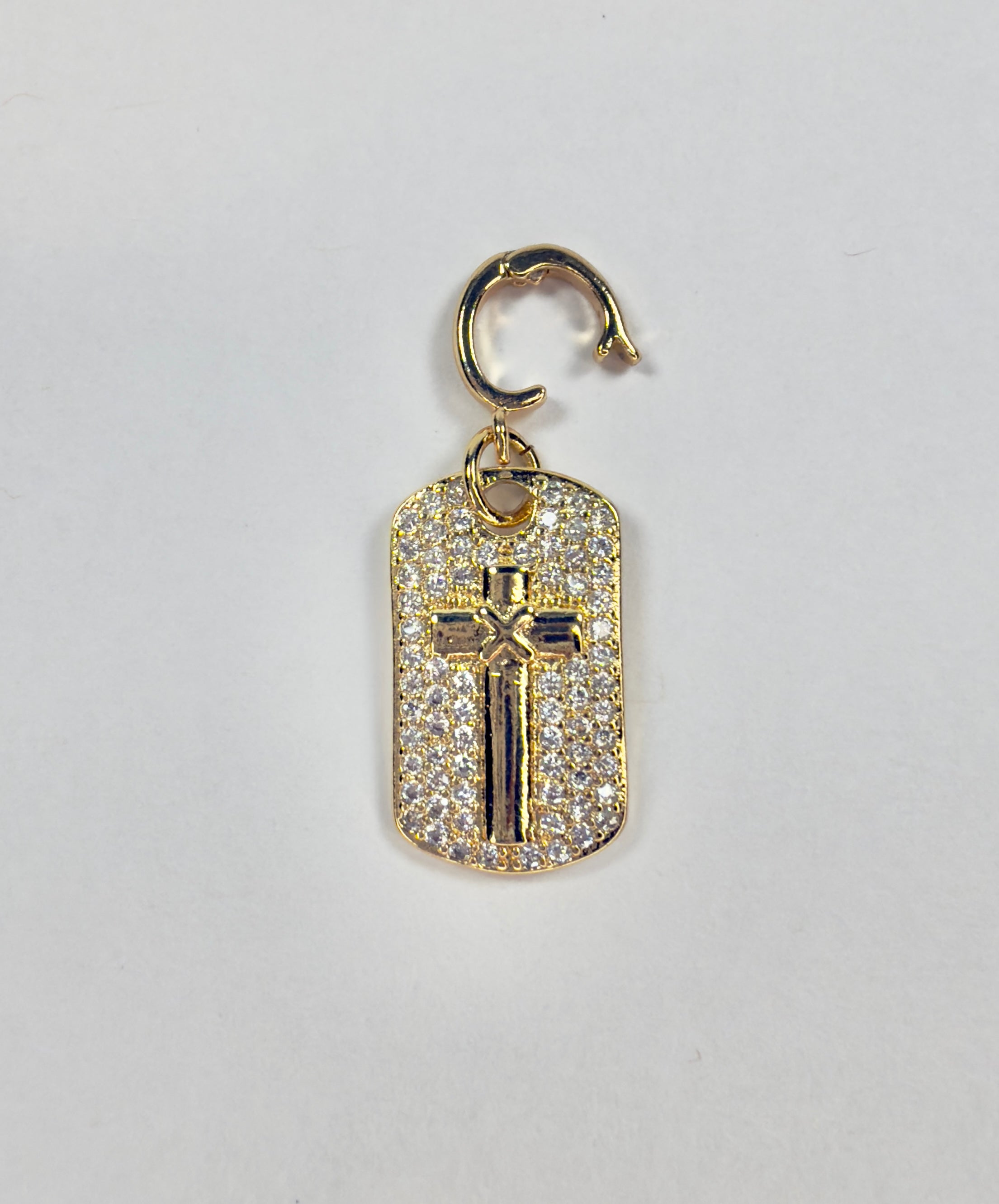 The Bonaface - Dog Tag Cross Charm with Snap-on Bail