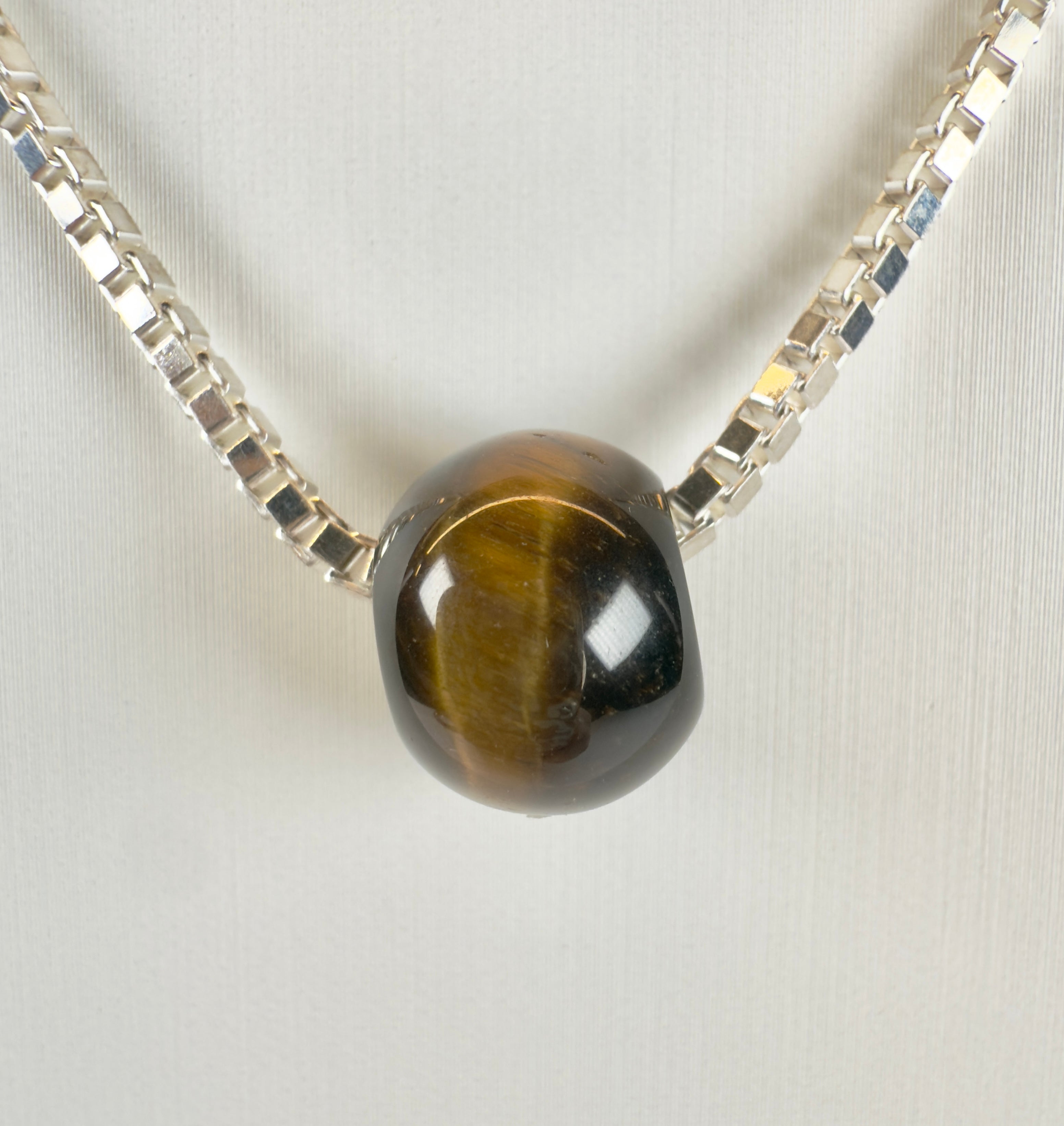 The Matt - Venetian Box Chain with Tiger's Eye Bead Necklace