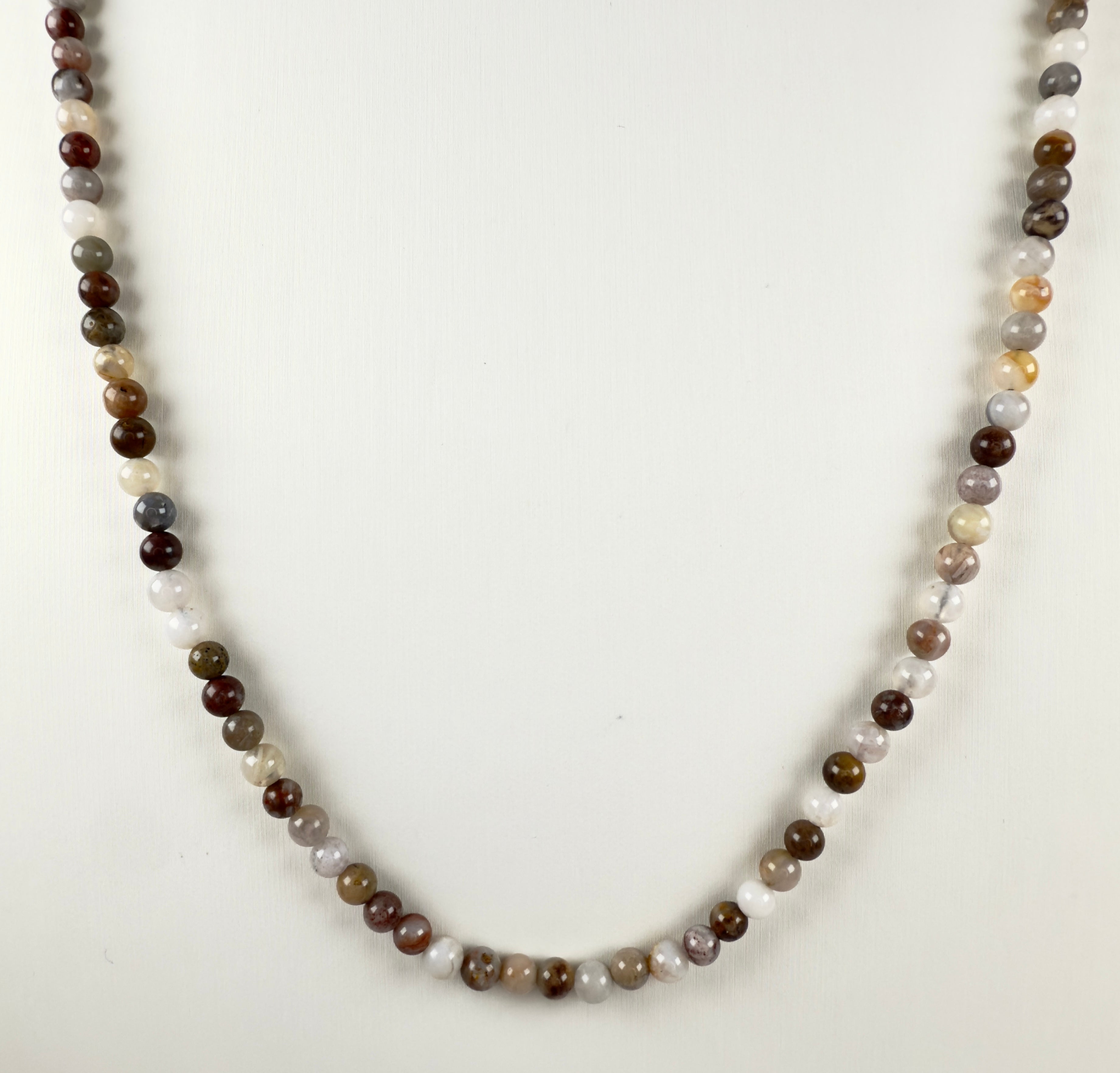 The Gary - Bamboo Agate Beaded Necklace