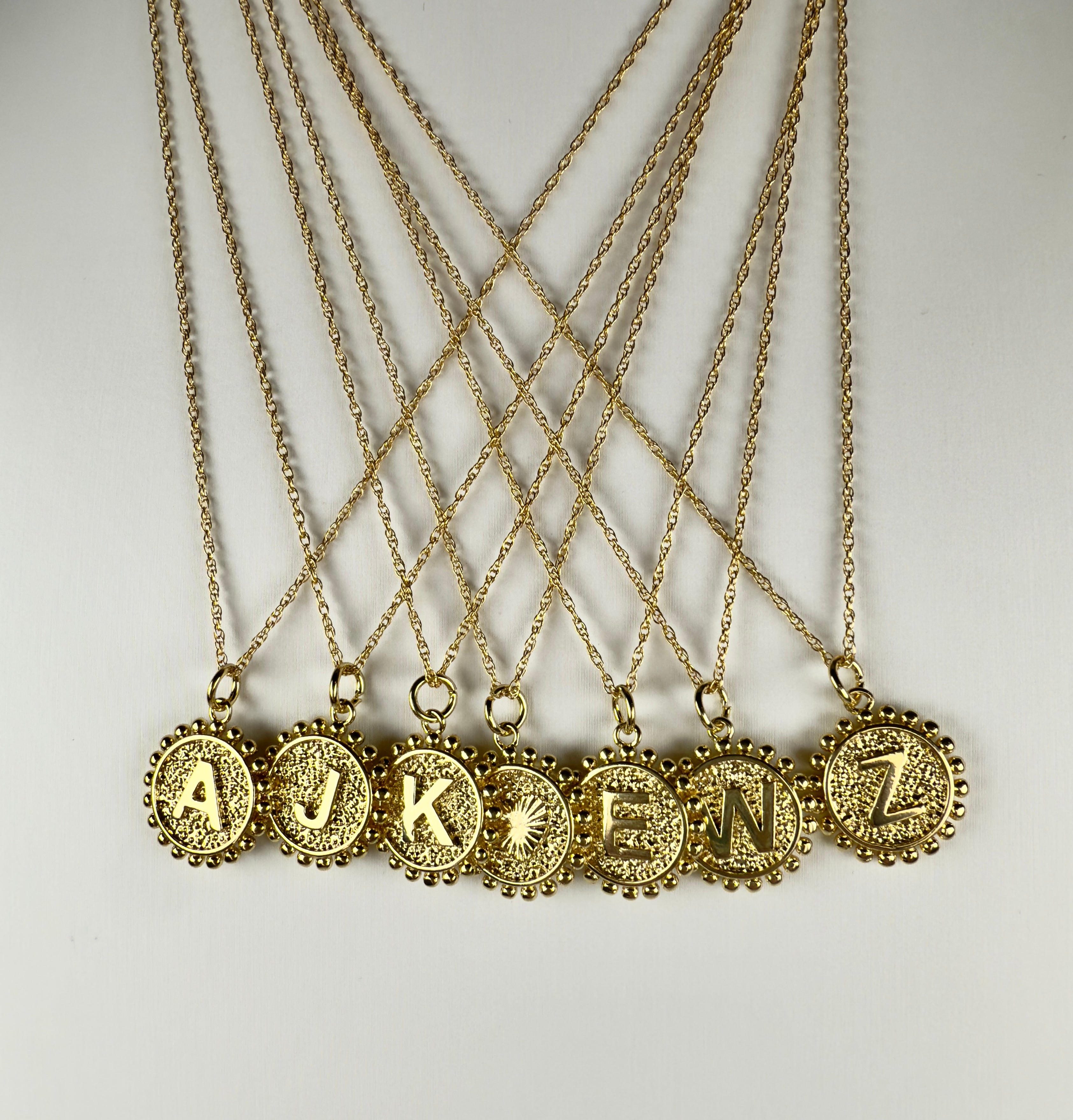 The Initial Double Sided Medallion Necklace - (A through Z)