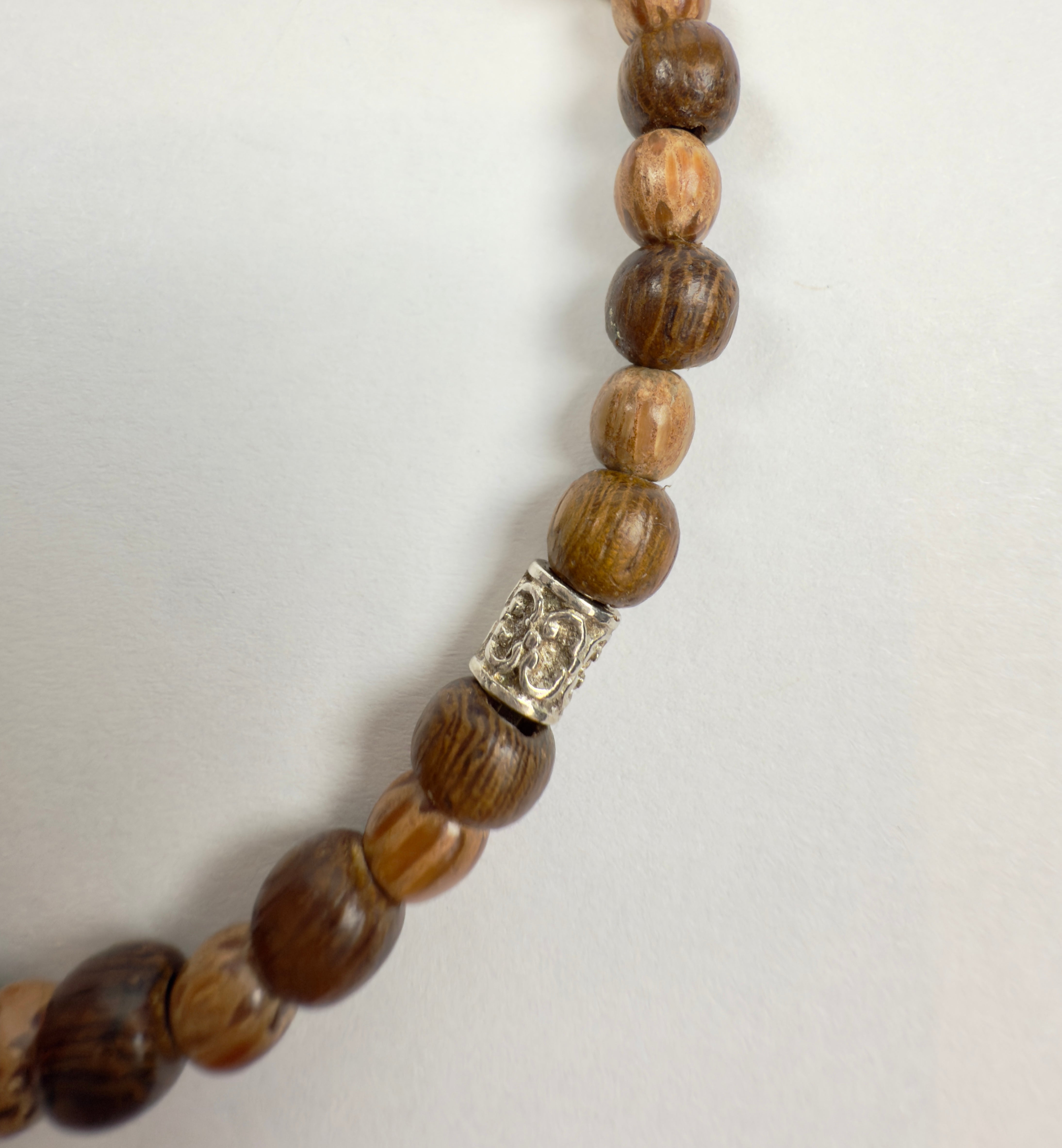 The Emmerson - Wood, Seed and Sterling Silver Beaded Bracelet