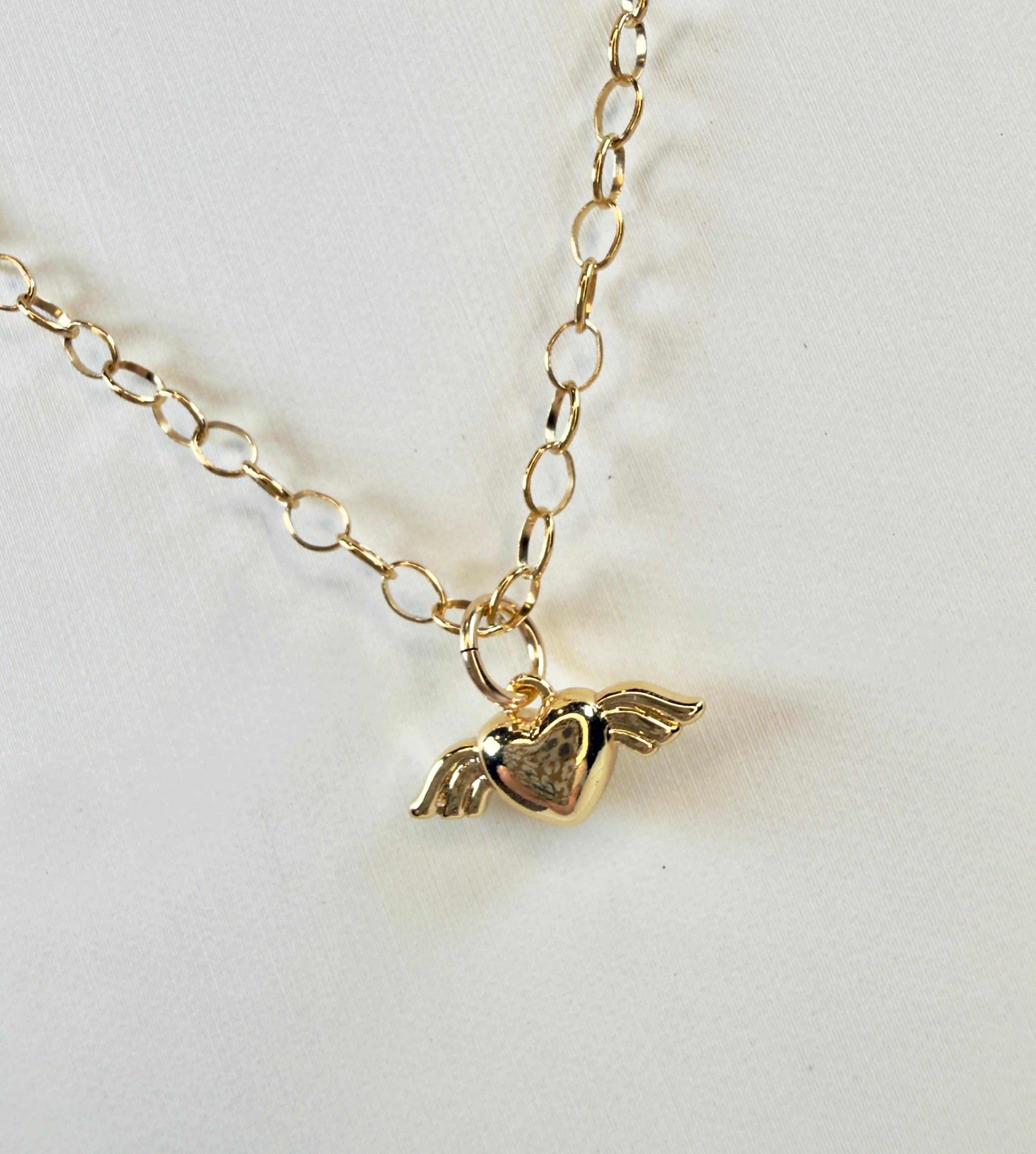 The Winifred - Puffed Heart Winged Charm Necklace
