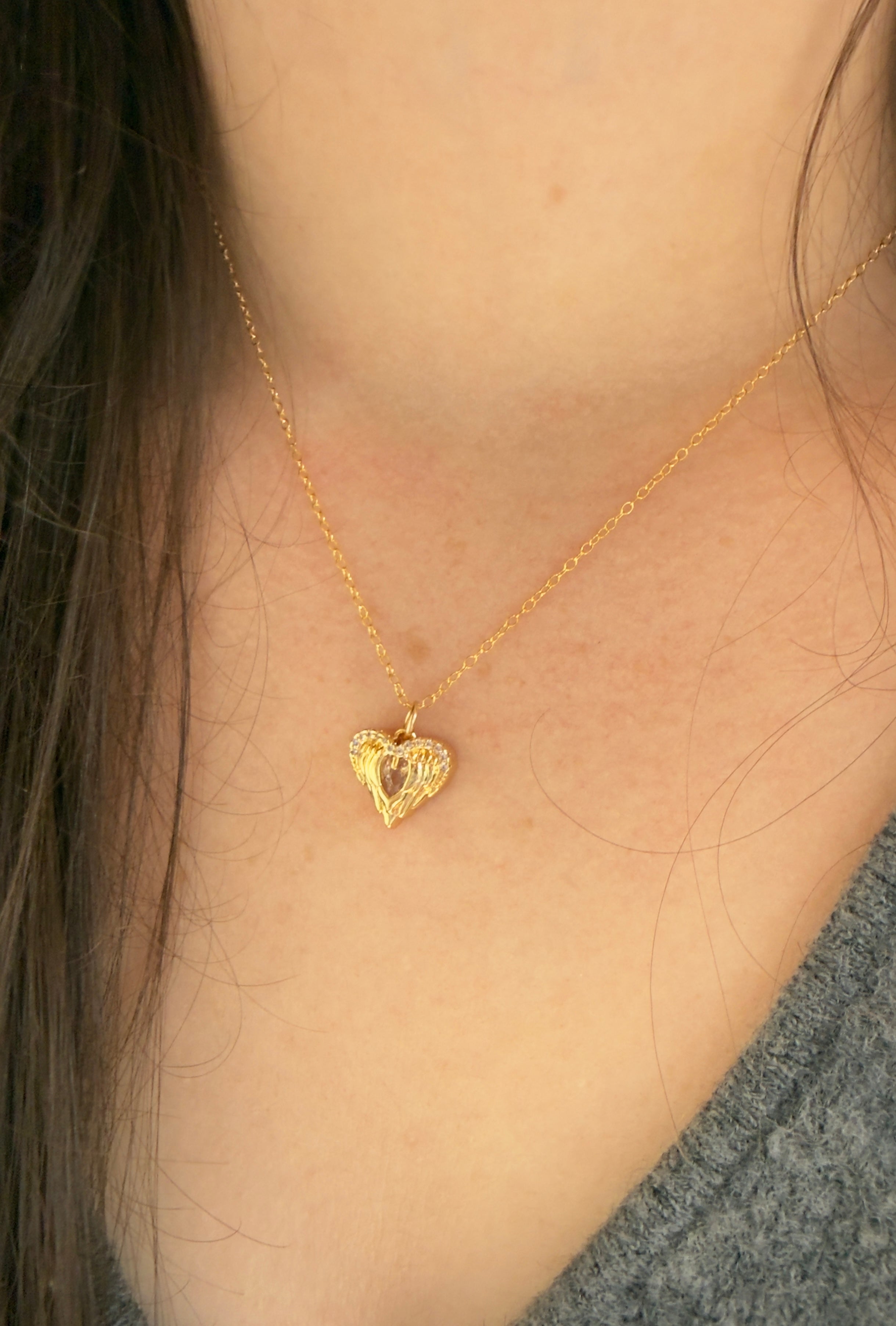 The Clairese - Winged Heart Charm Necklace