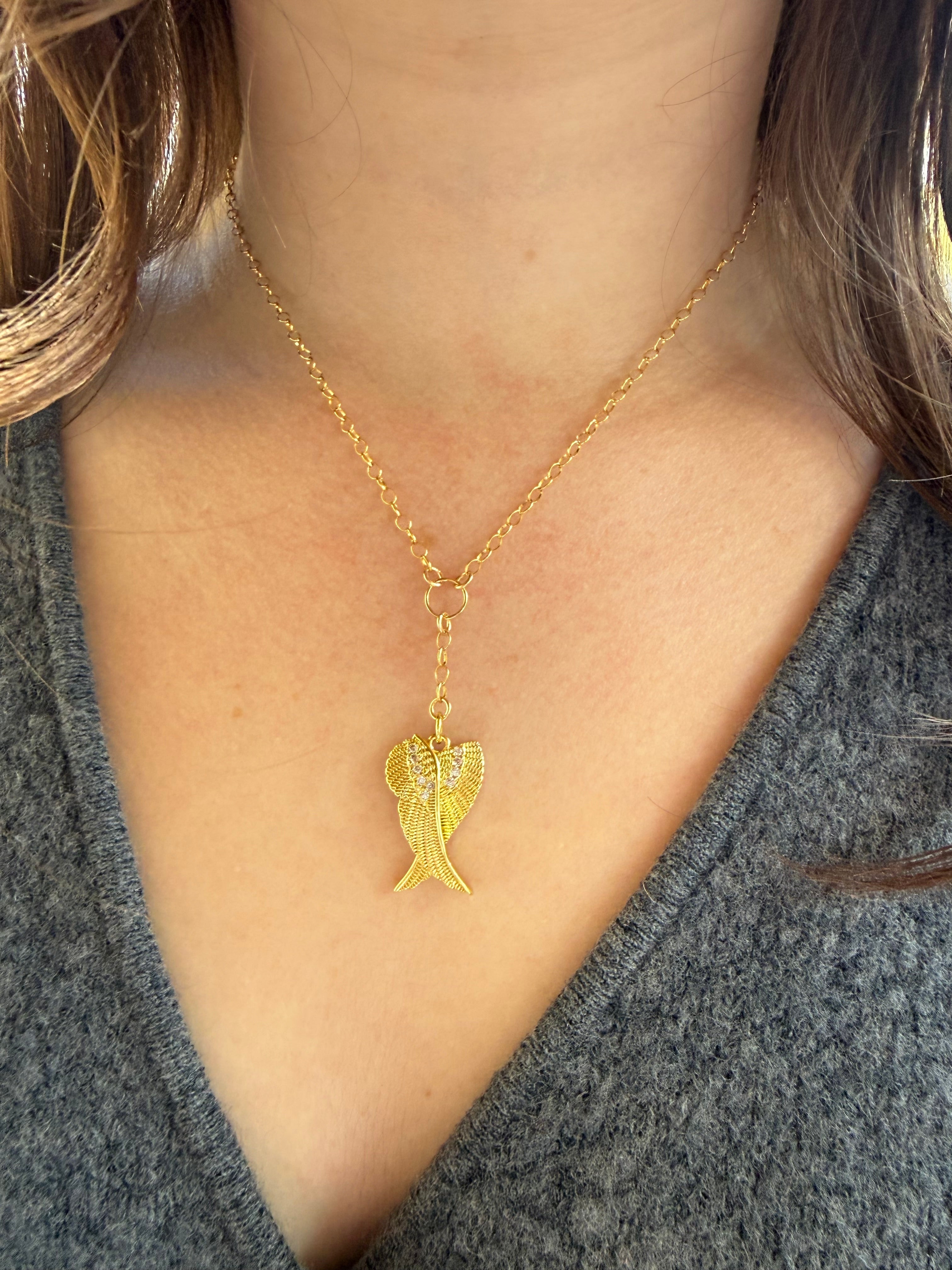 The Etta - Winged Lariat Charm Necklace “One of a Kind”