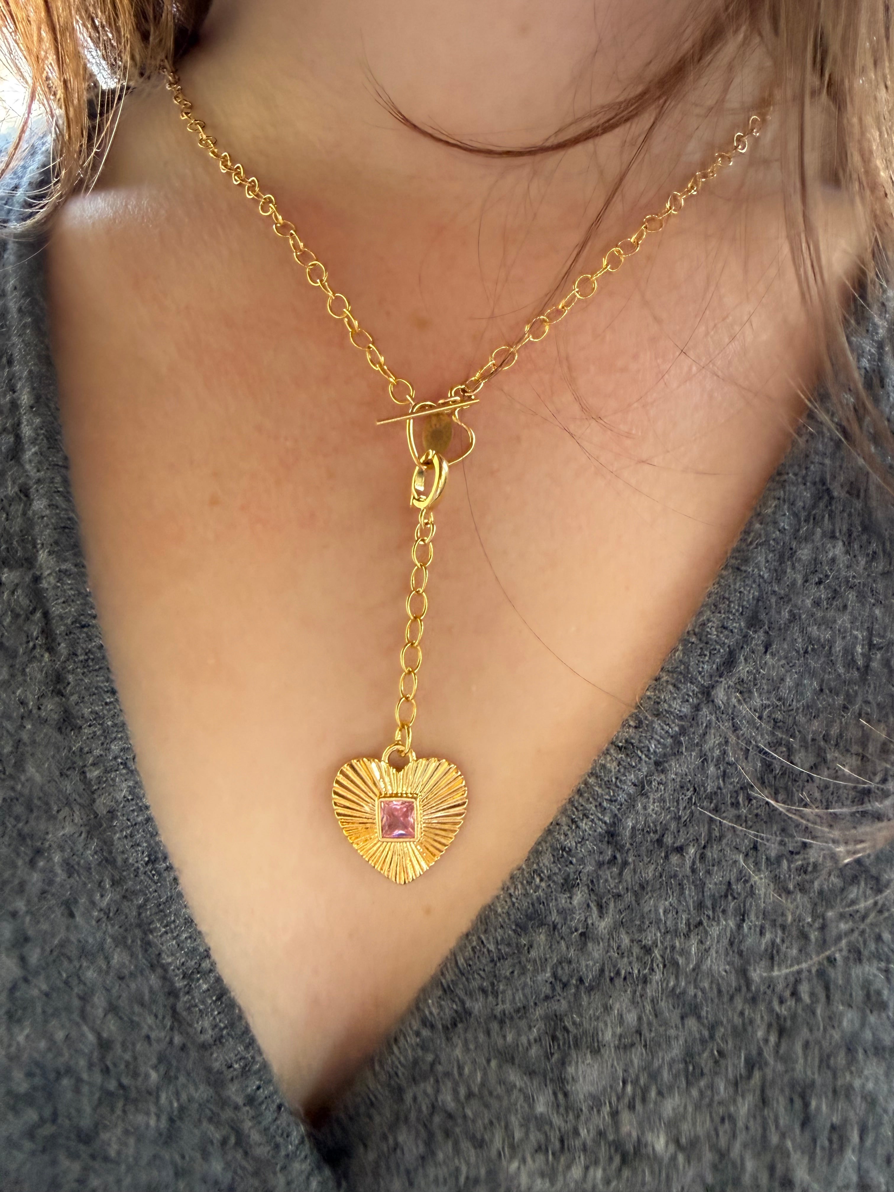 The Bernice - Heart Toggle Clasp Chain Necklace