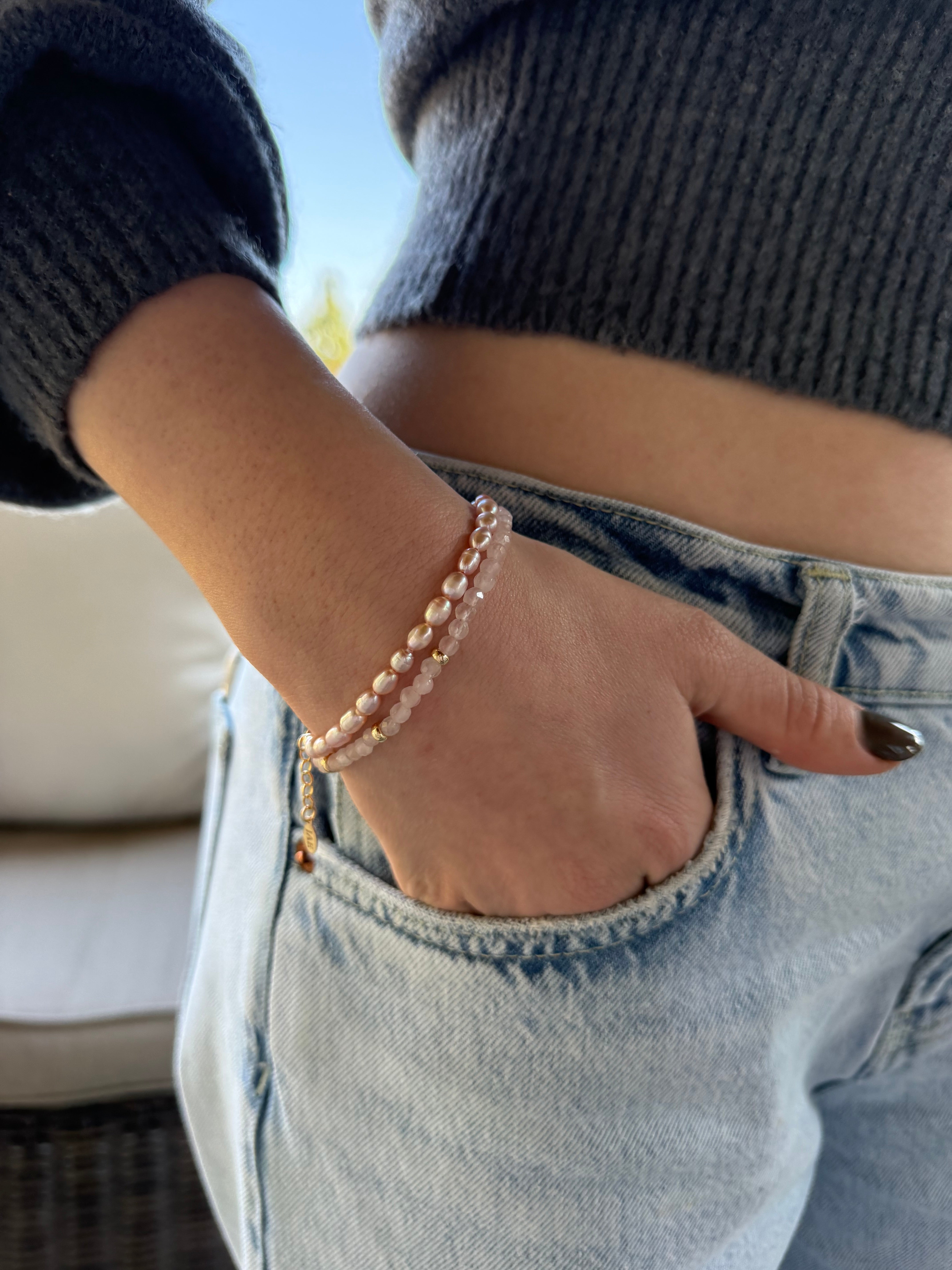 The Mae - Pink Freshwater Pearl Bracelet