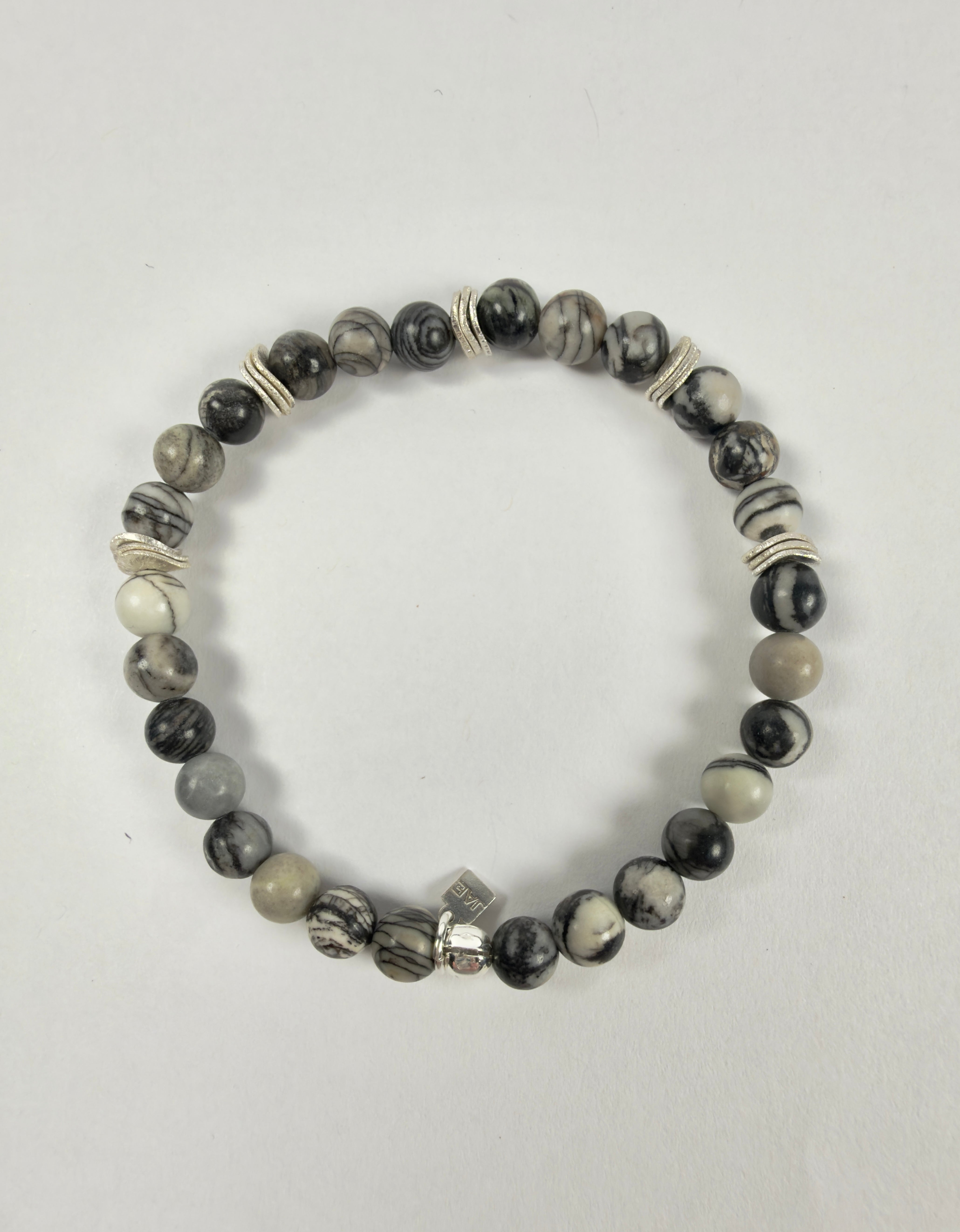 The Duke - Black Silkstone and Fine Silver Bracelet