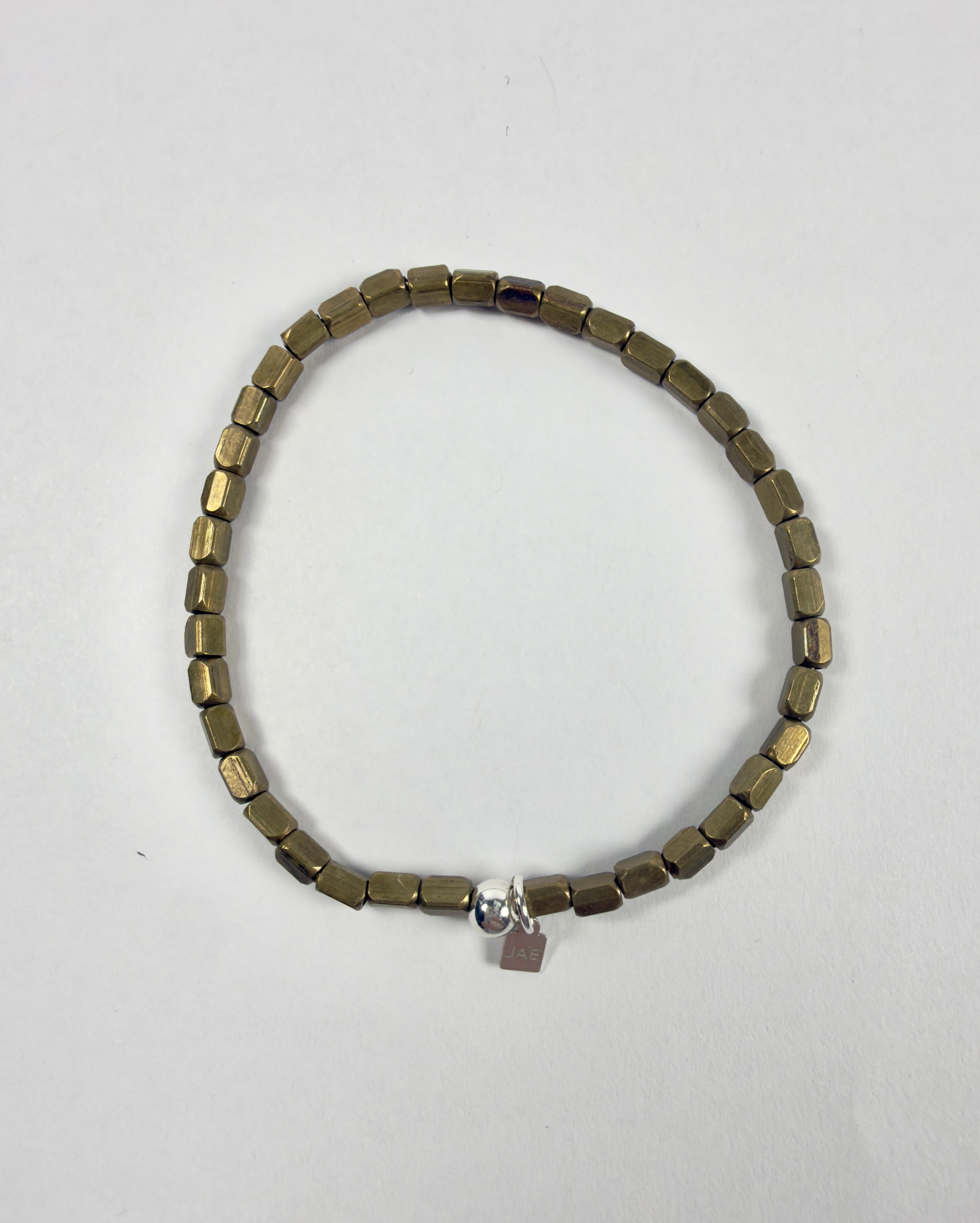 The Cliff - Brass Faceted Rectangular  Beaded Bracelet