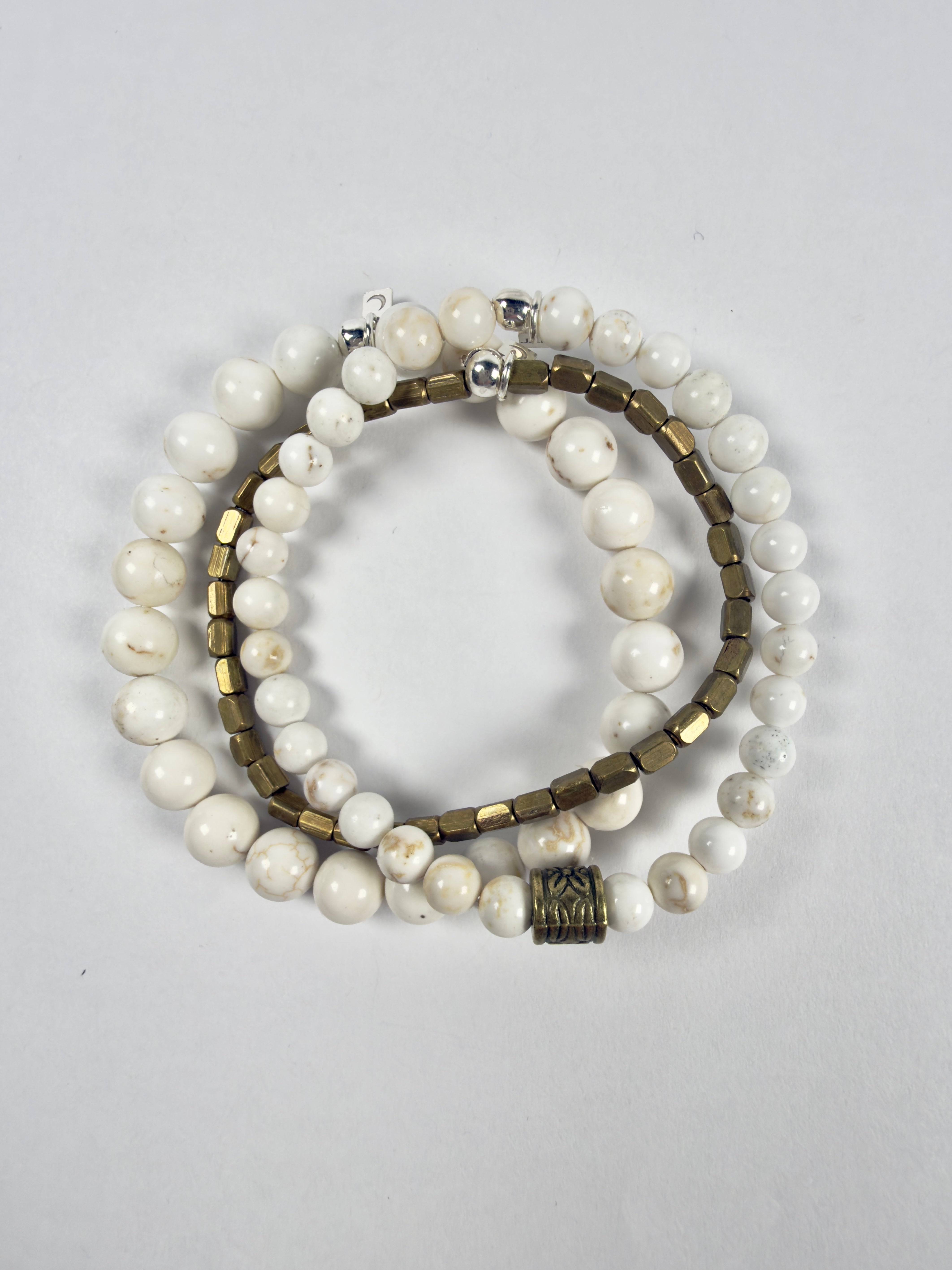 The Cliff - Brass Faceted Rectangular  Beaded Bracelet