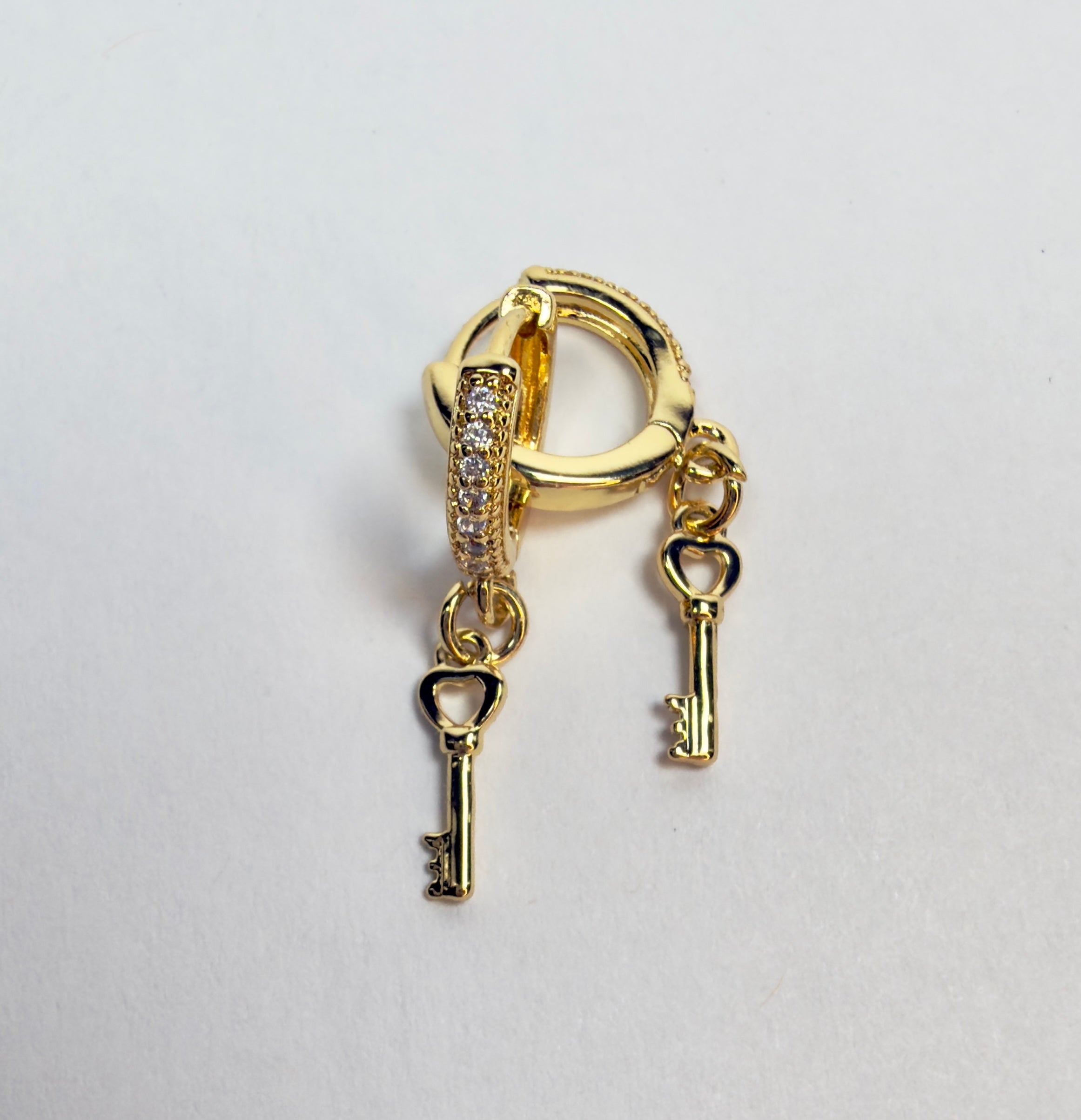 The Lovie - Huggie with Heart Key Hoop Earrings