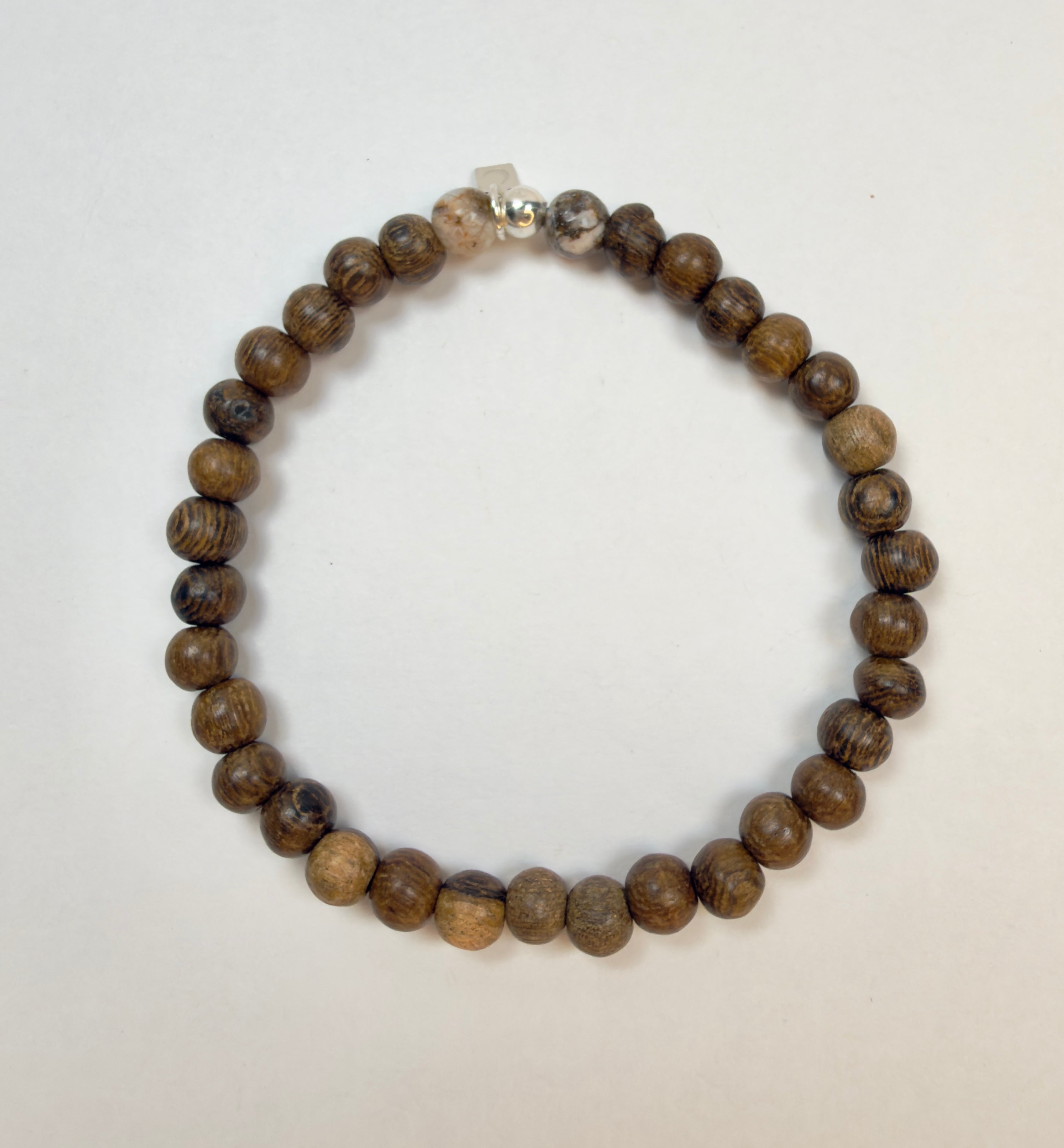 The Leadon - Wood Beaded Accented with Petrified Wood Bracelet