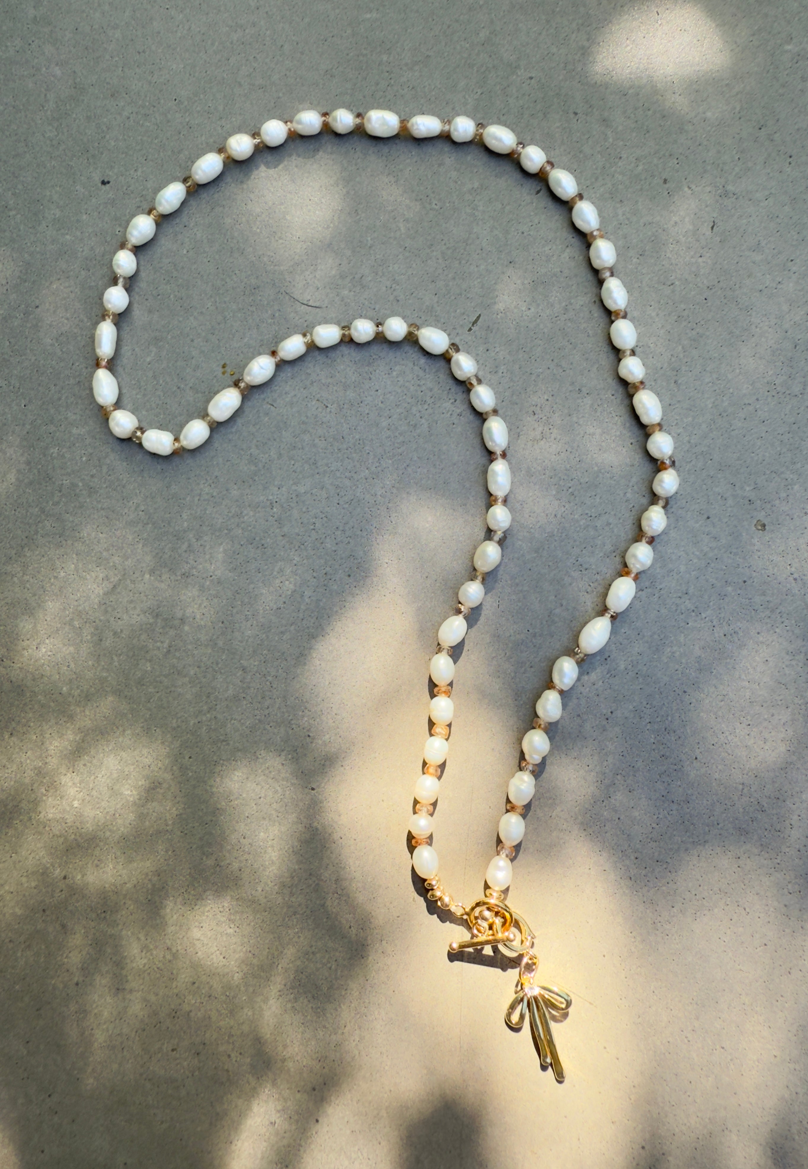 The Kelly - Pearl and Zircon  Necklace