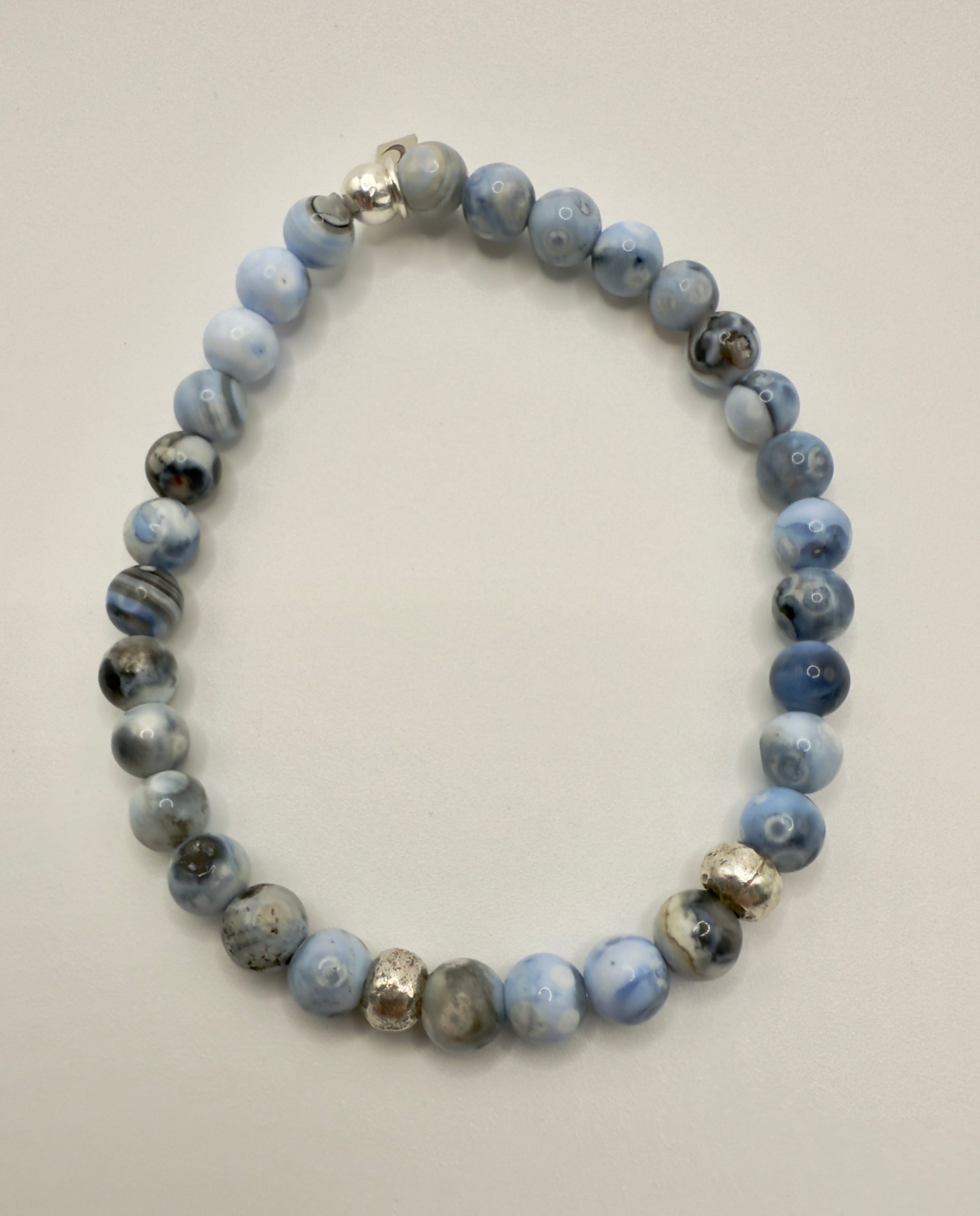 Custom - BW - Blue Crackle Agate Bracelet