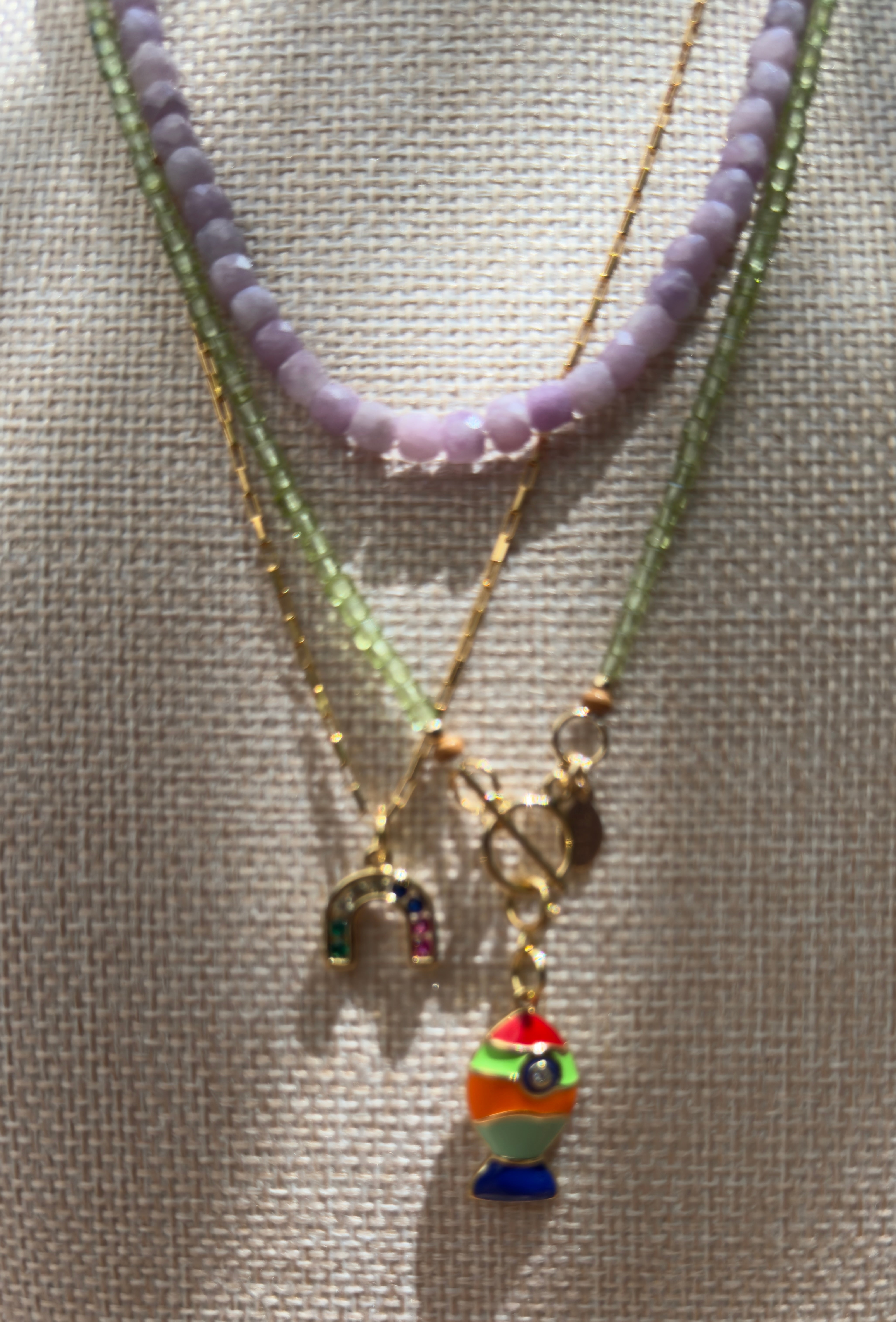 Kunzite Faceted Cube Beaded Necklace