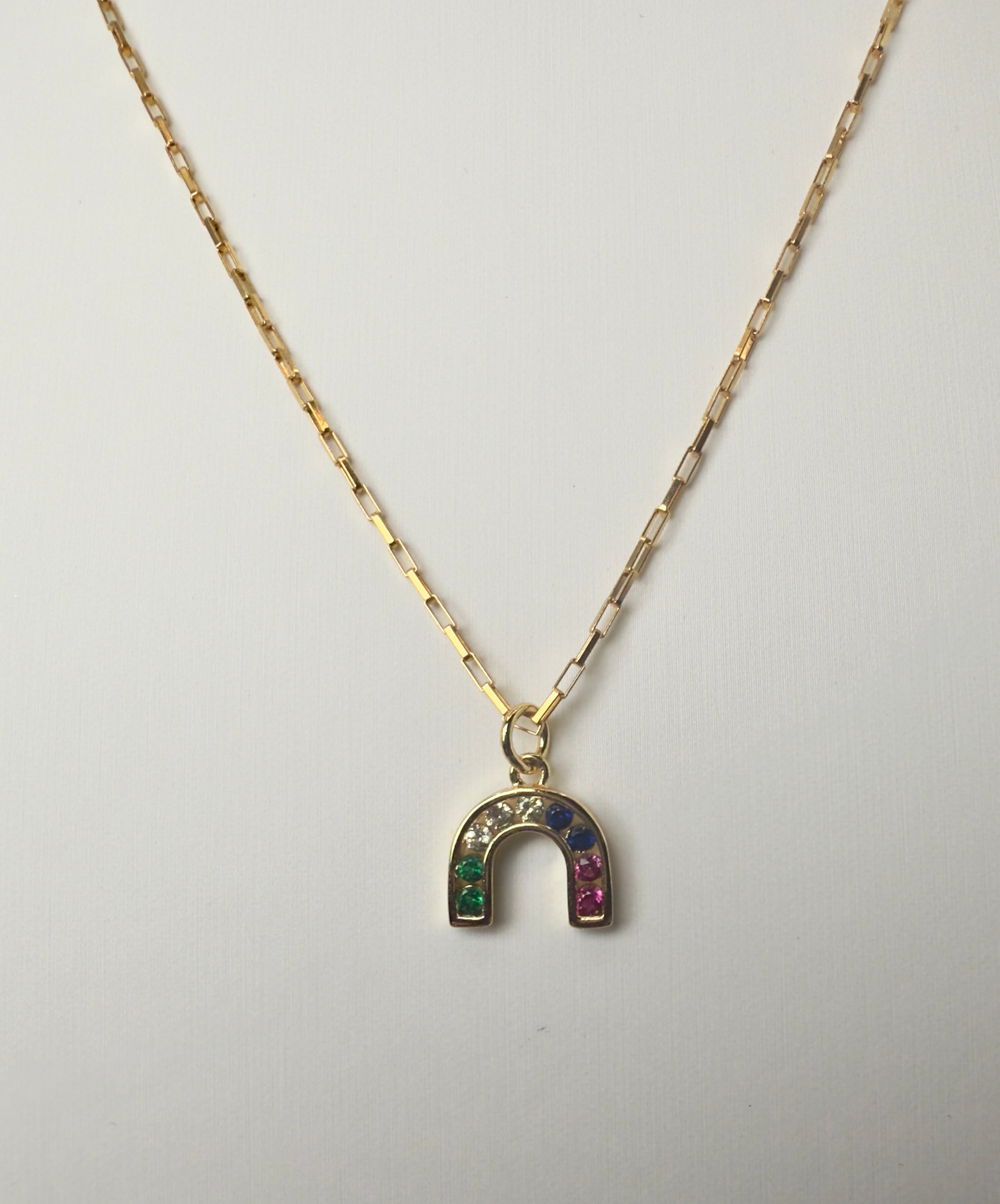 Rainbow Cubic Zirconia Charm Necklace