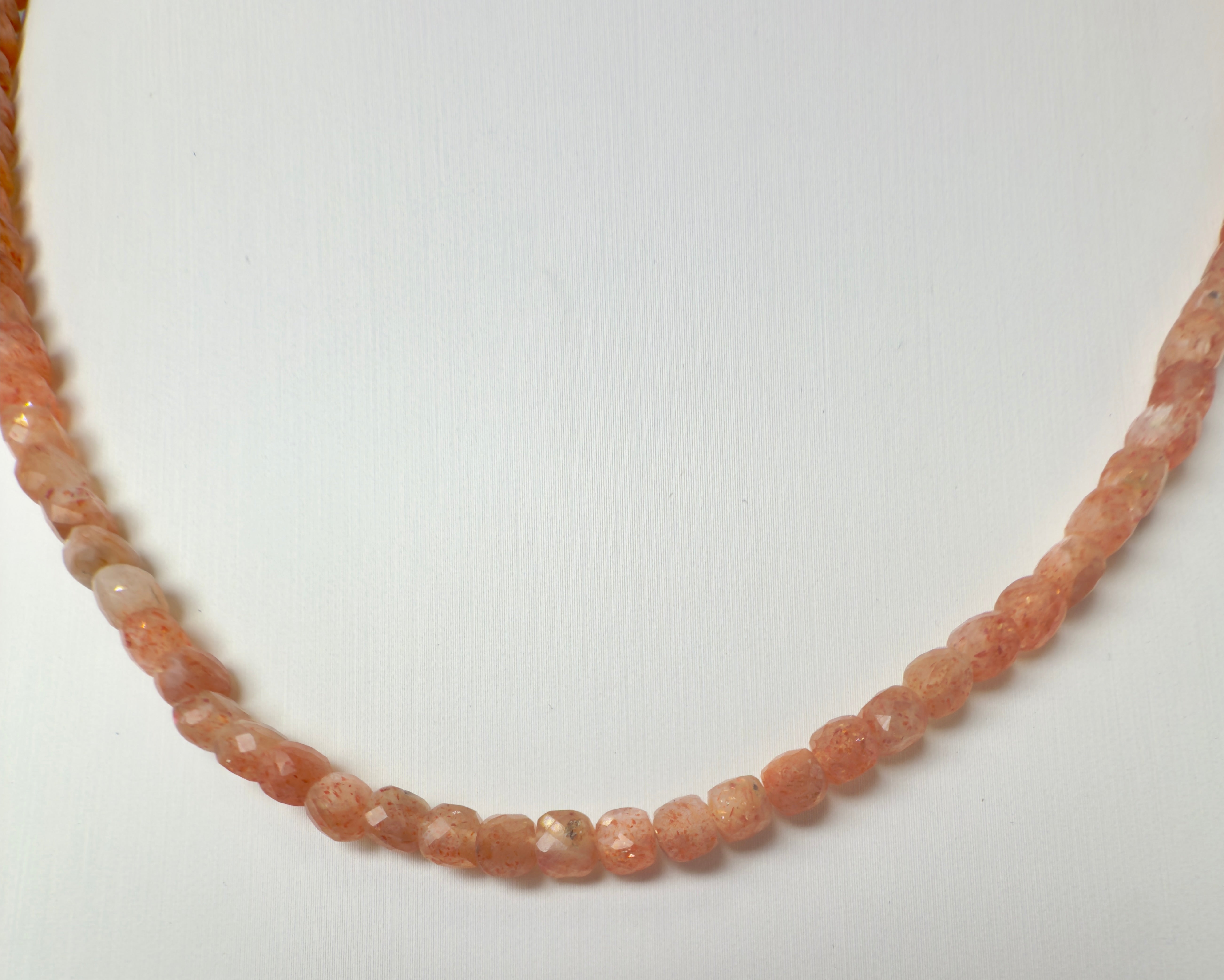 Sunstone Faceted Cube Beaded Necklace