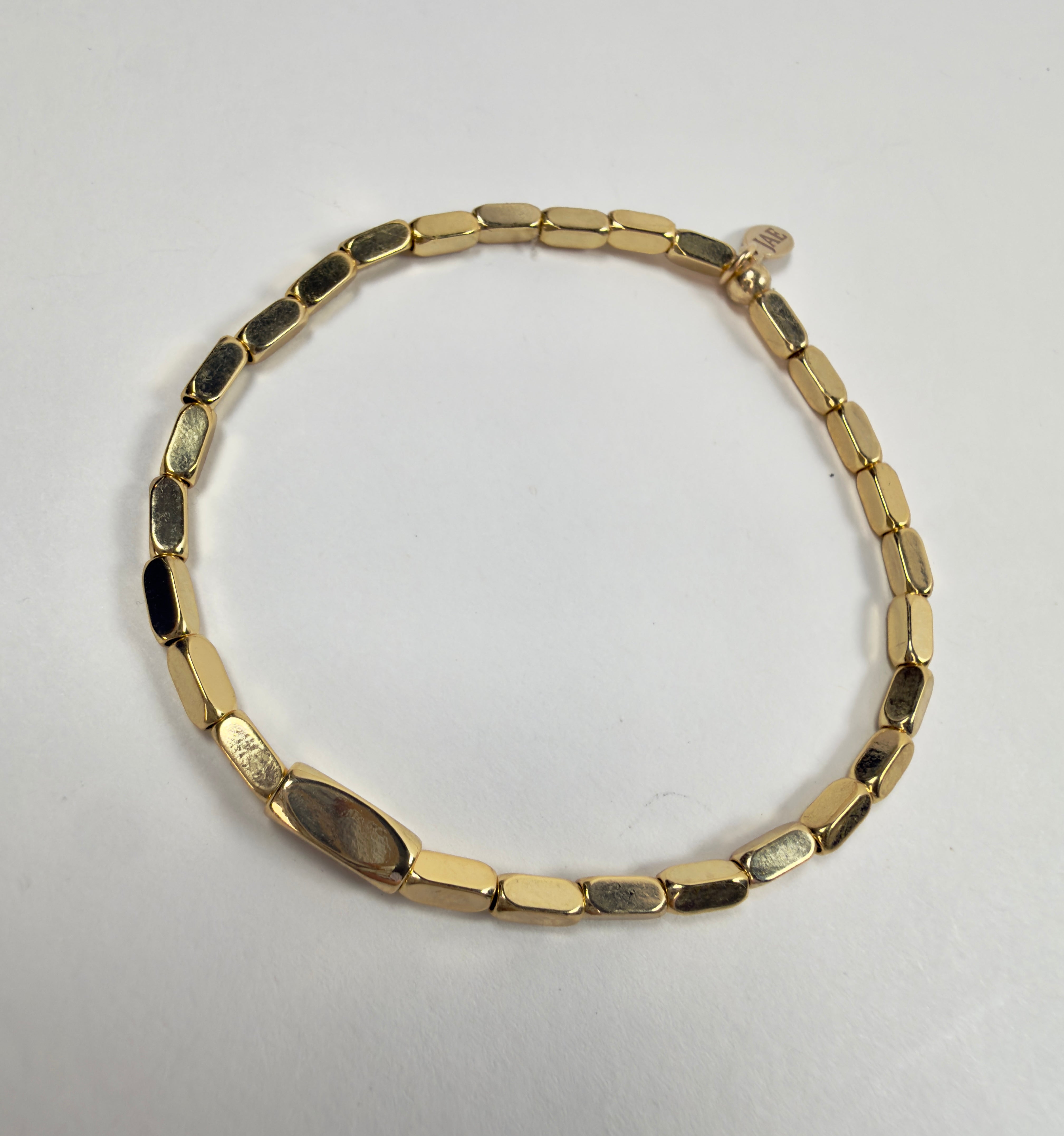 The Delaney - Rectangular Gold Beaded Bracelet