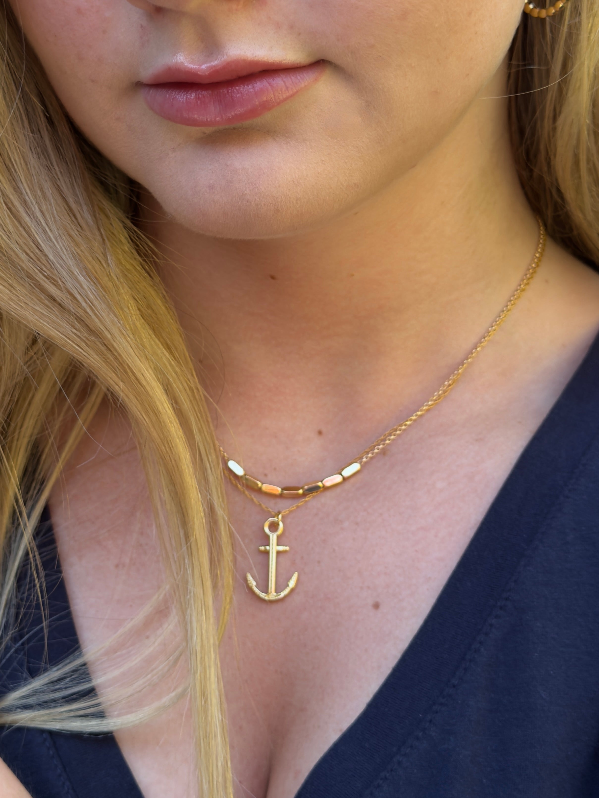 The Collins - Rectangular Bead and Chain Necklace