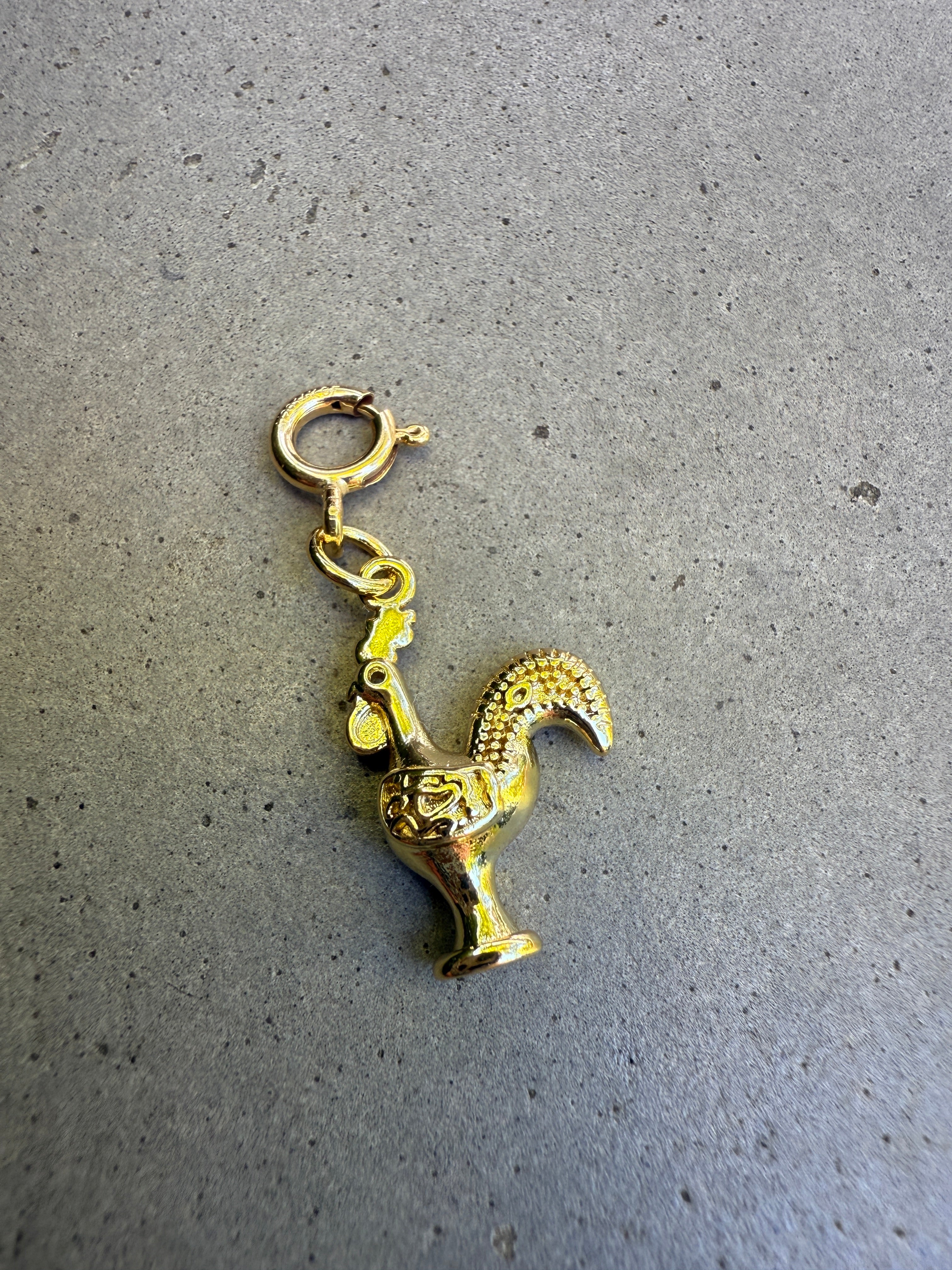 Gold Rooster Charm with Clip-on Connector