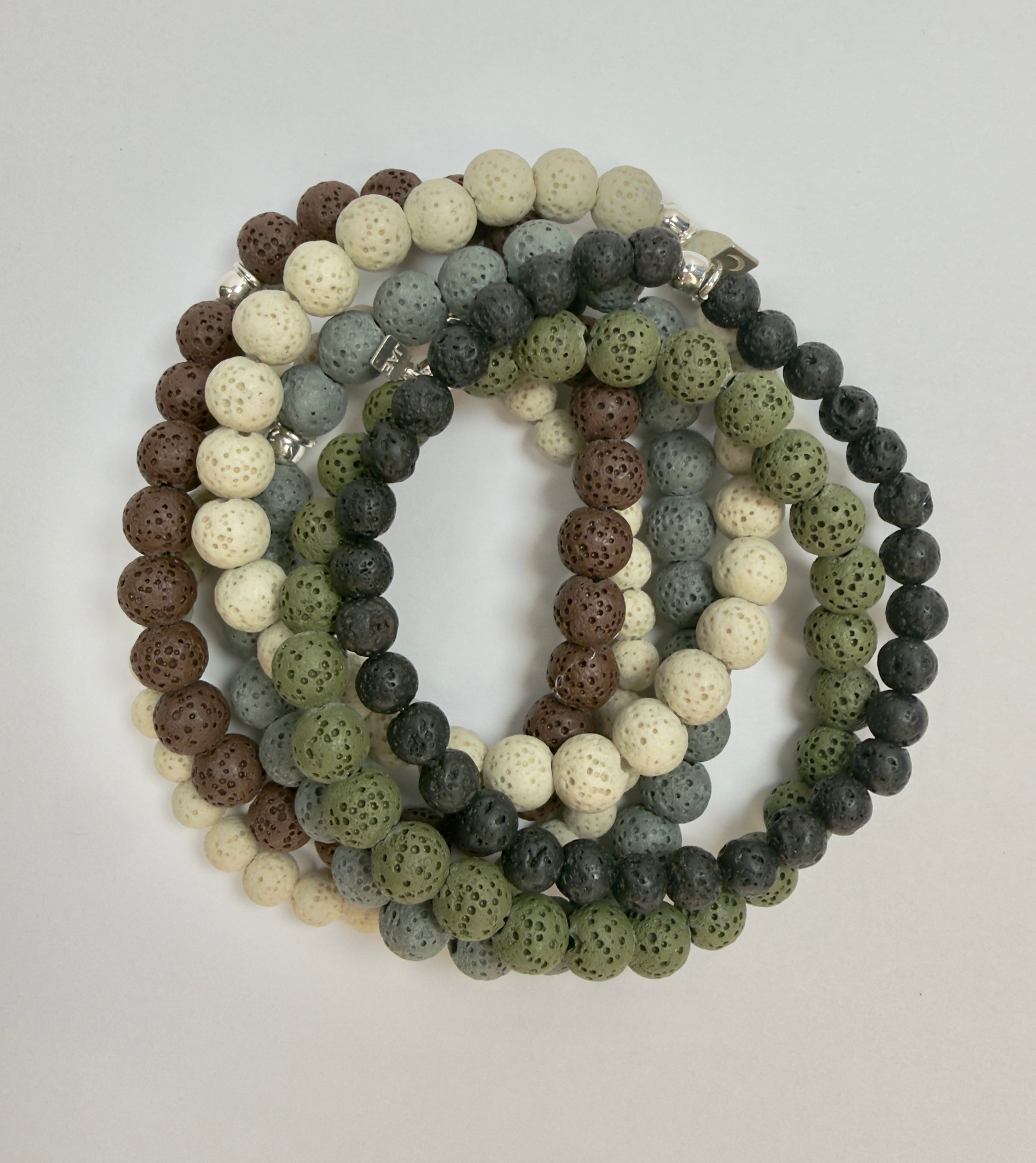 The Essentials - Lava Rock Beaded Bracelet in Green