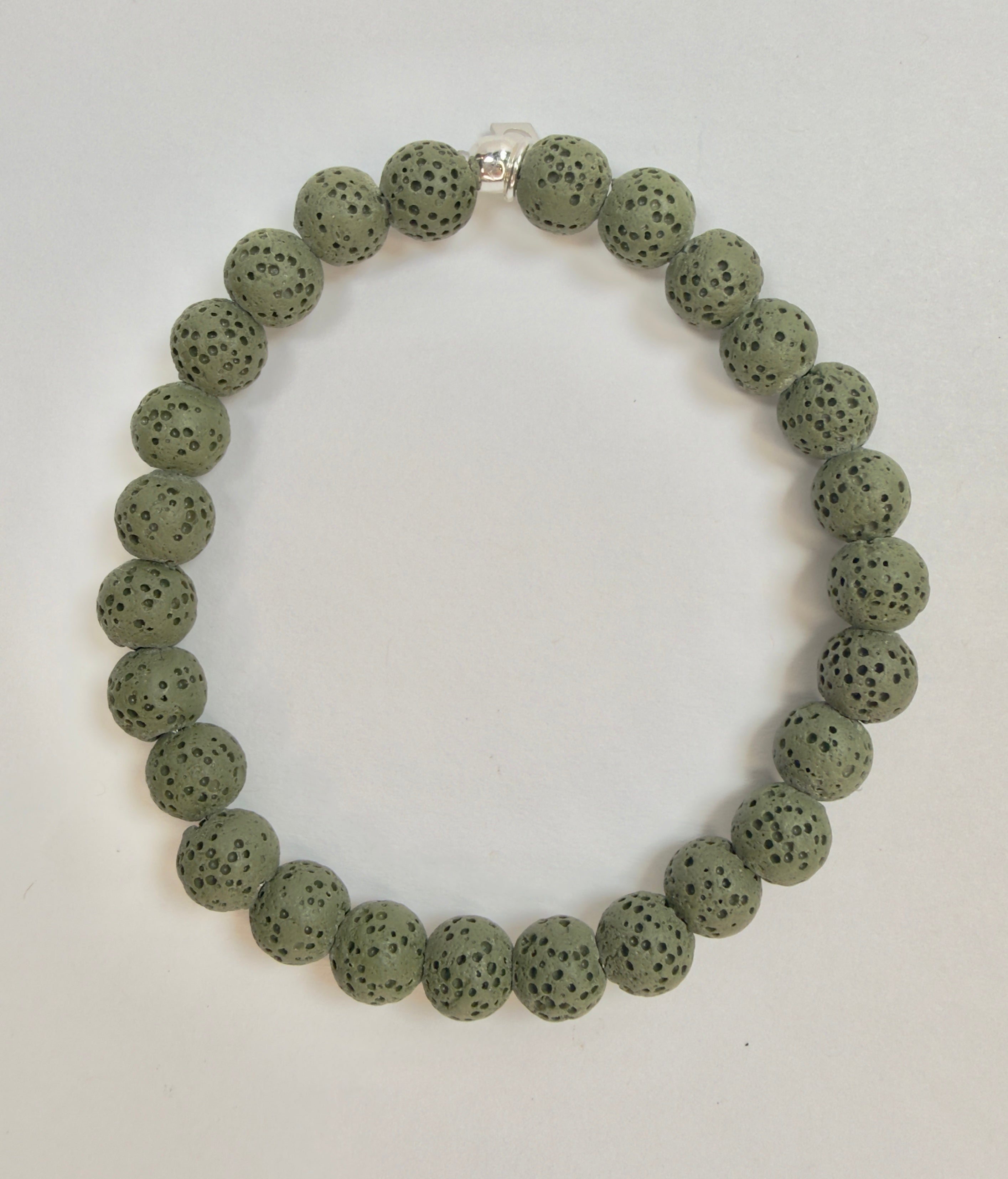 The Essentials - Lava Rock Beaded Bracelet in Green