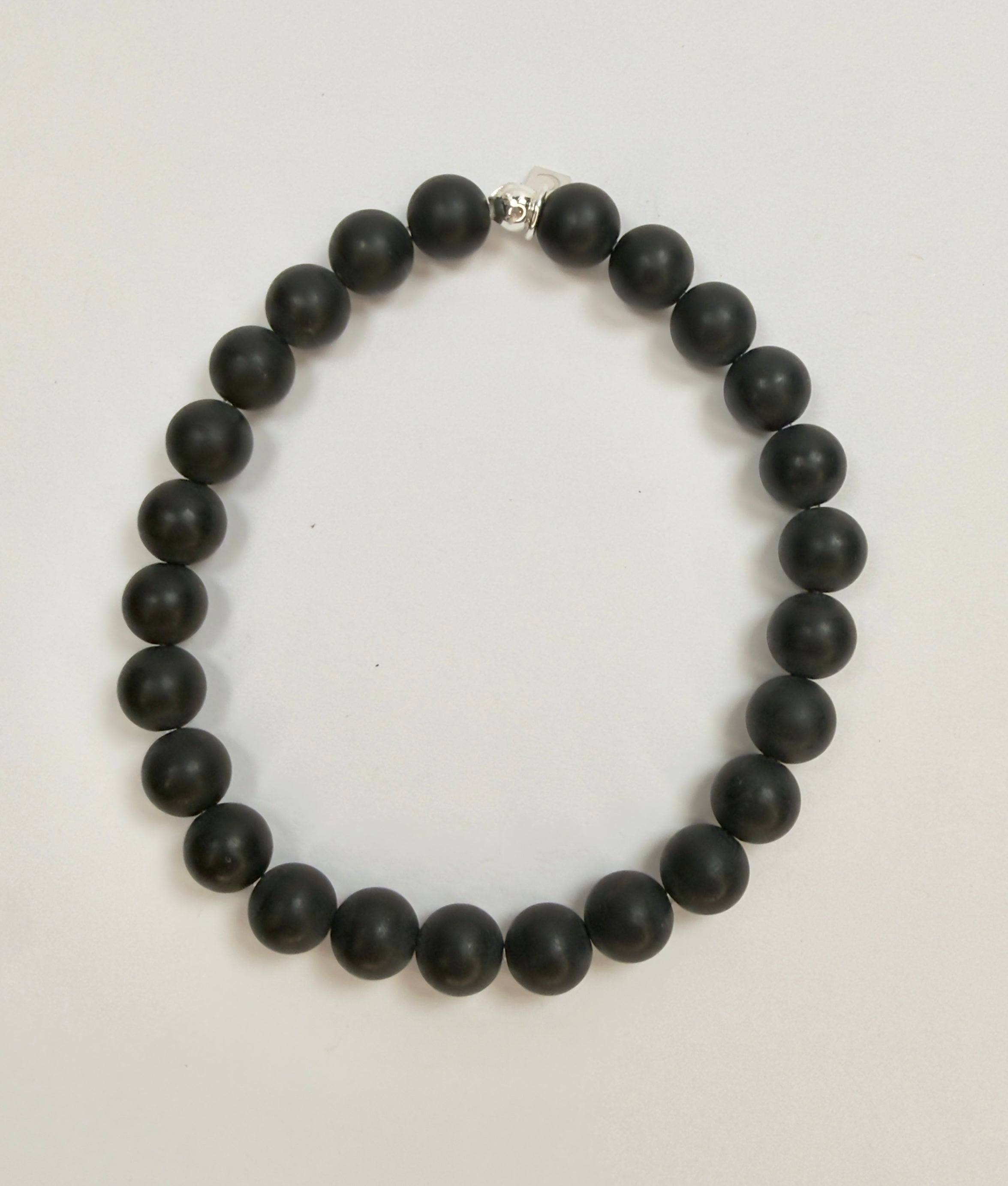The Stu - Black Agate Low Sheen Beaded Bracelet