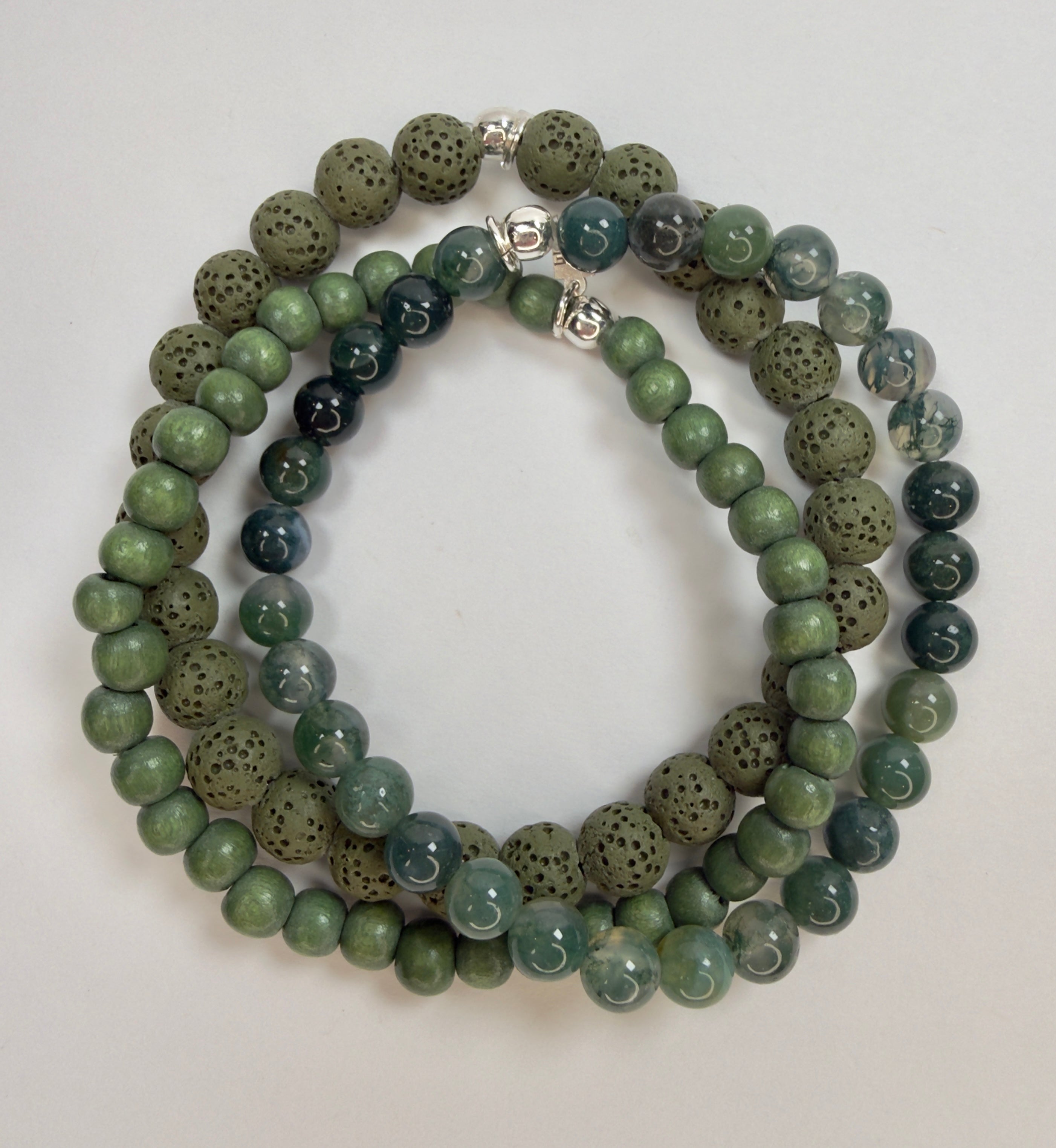 The Essentials - Lava Rock Beaded Bracelet in Green
