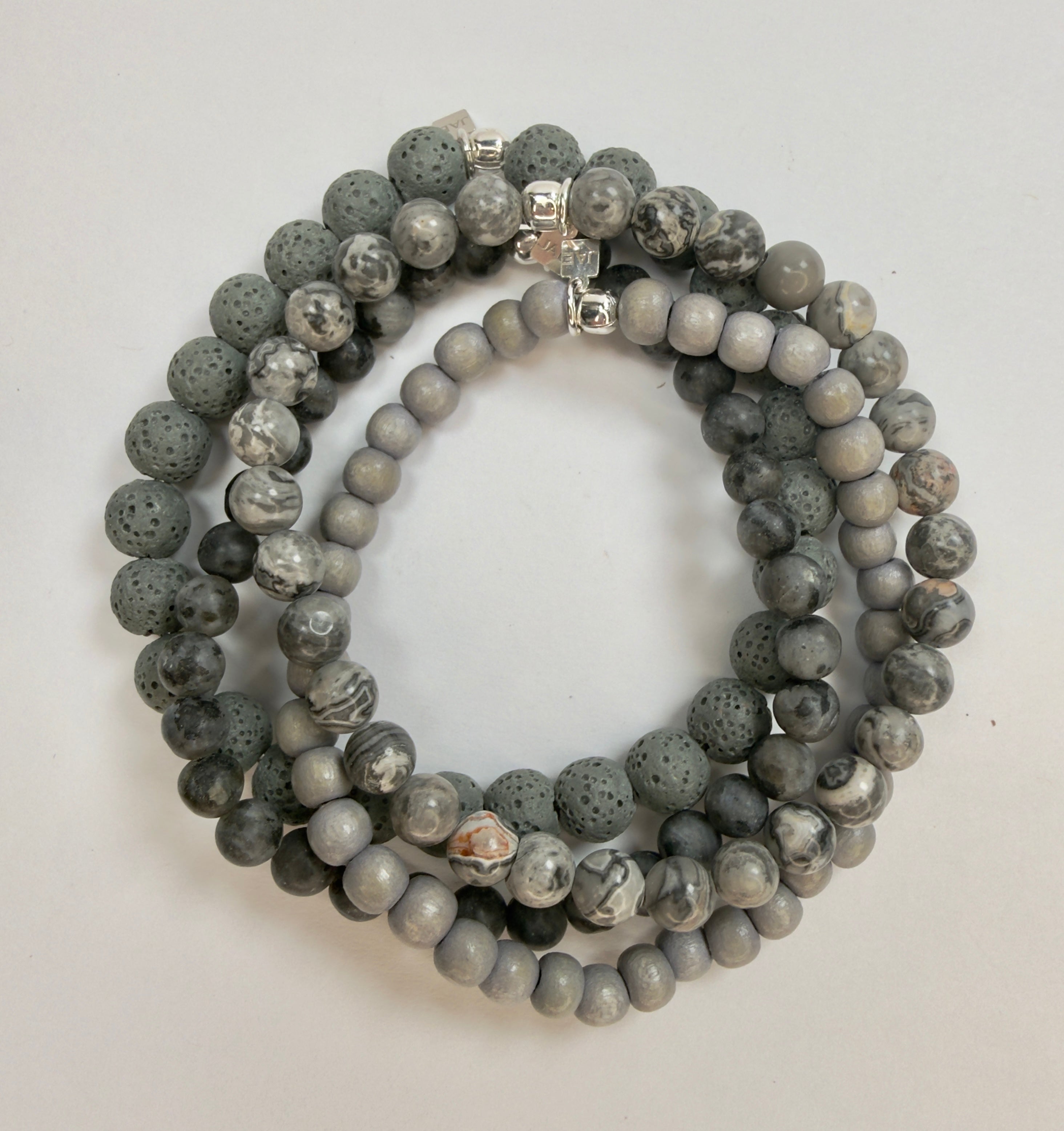 The Hanson - Gray Marble Beaded Bracelet