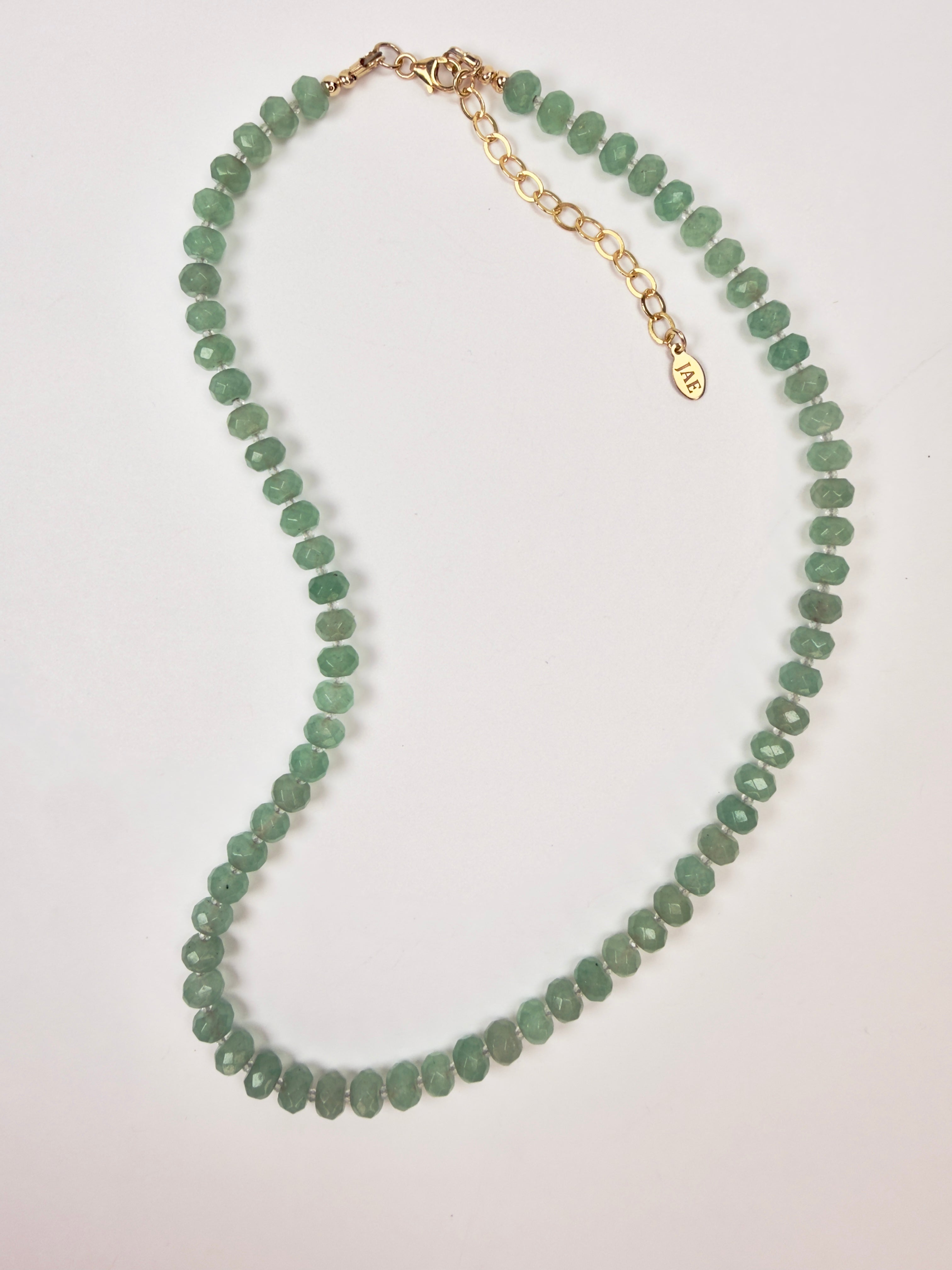 The Janine - Green Aventurine and White Topaz Beaded Necklace