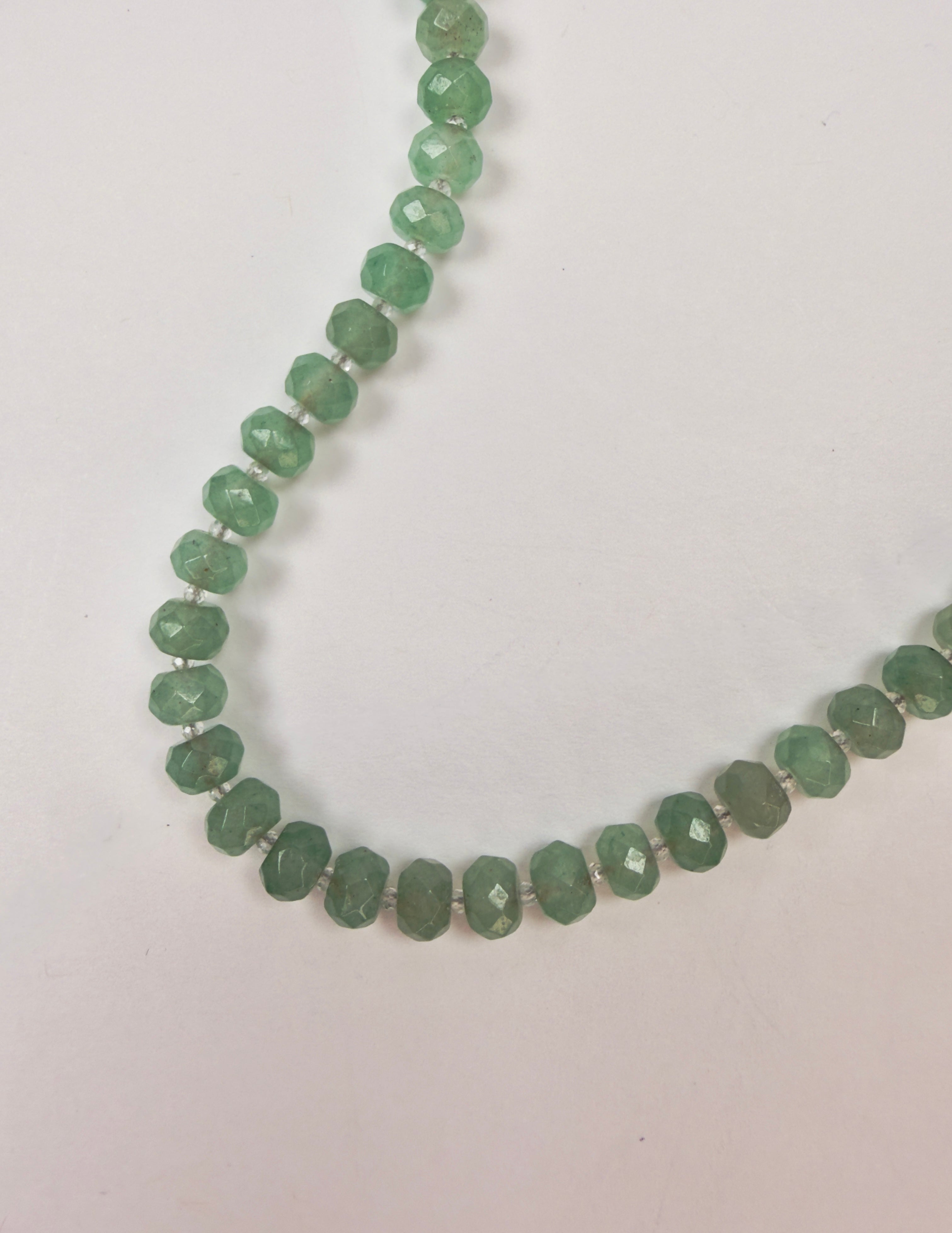 The Janine - Green Aventurine and White Topaz Beaded Necklace