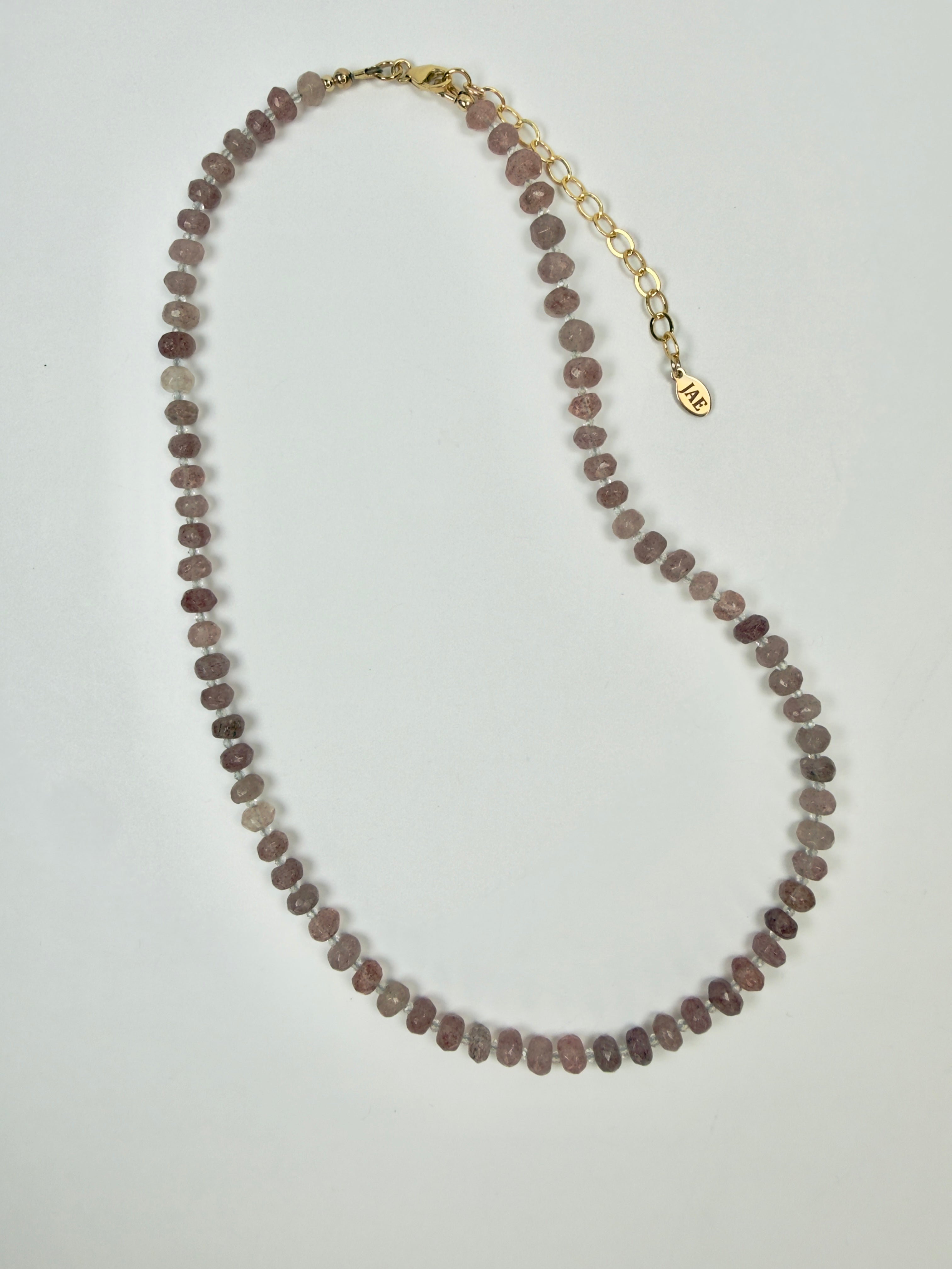 The Adelaide - Strawberry Quartz and White Topaz Beaded Necklace