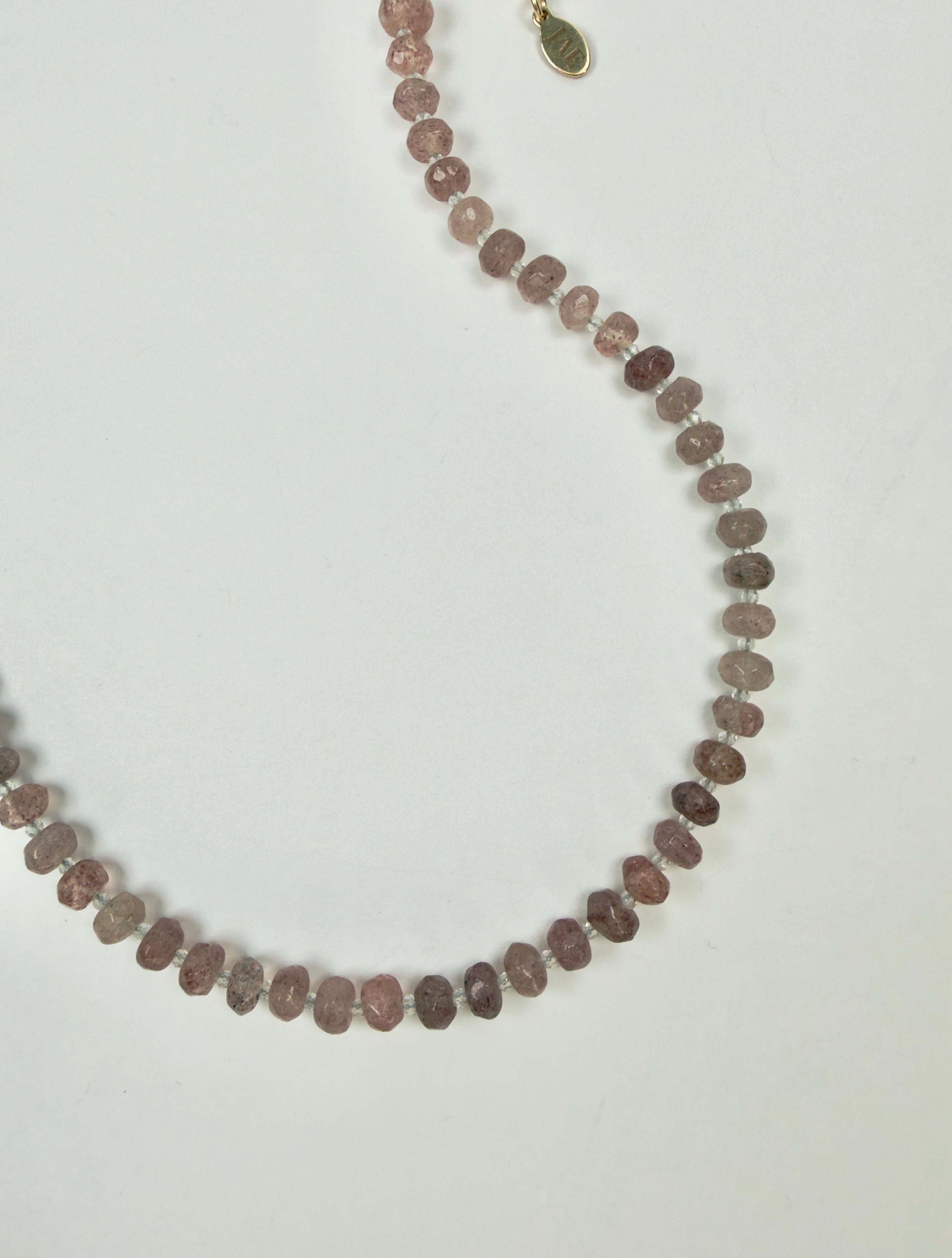 The Adelaide - Strawberry Quartz and White Topaz Beaded Necklace