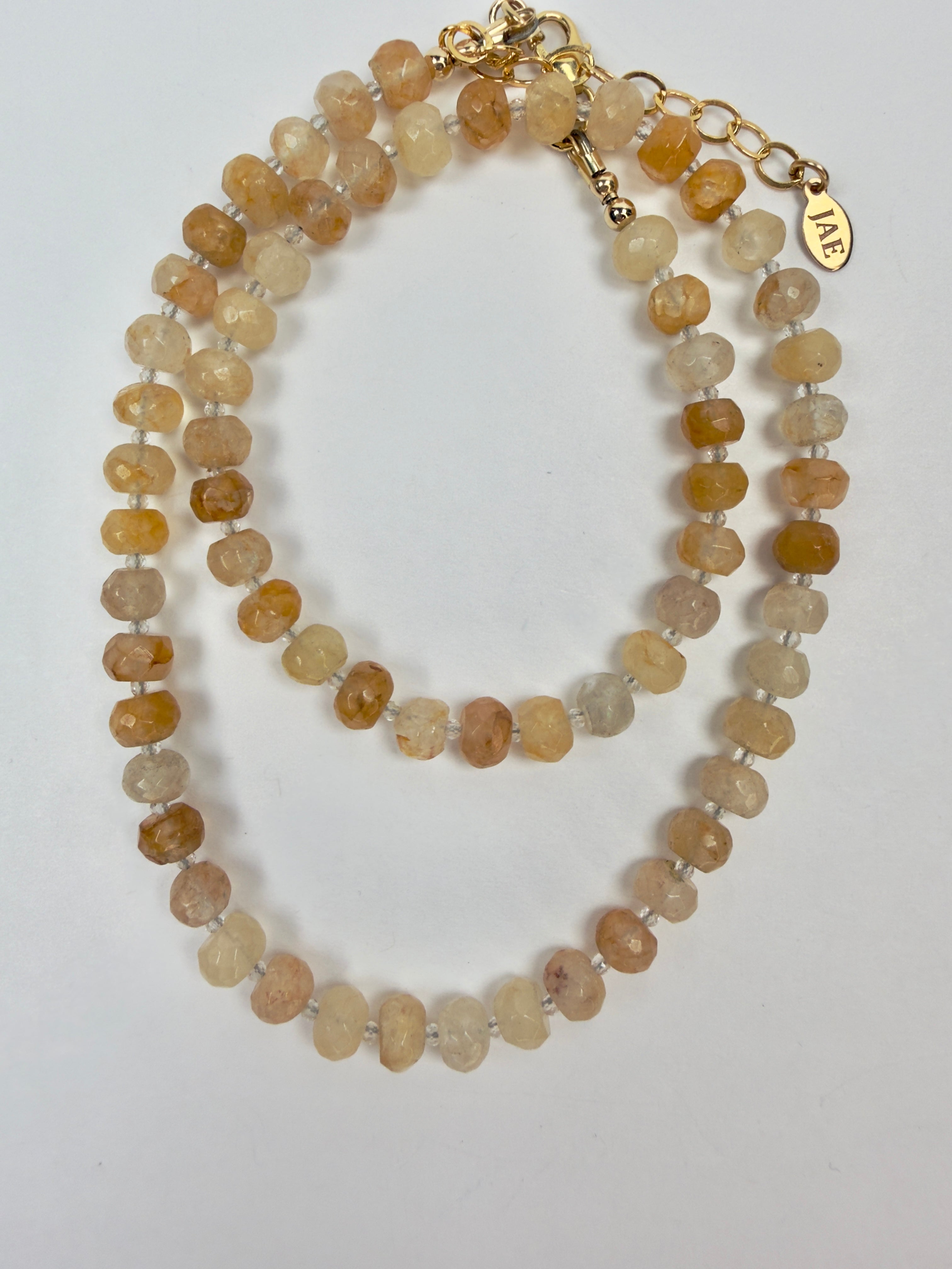 The Camilla - Yellow Iron Quartz and White Topaz Beaded Necklace