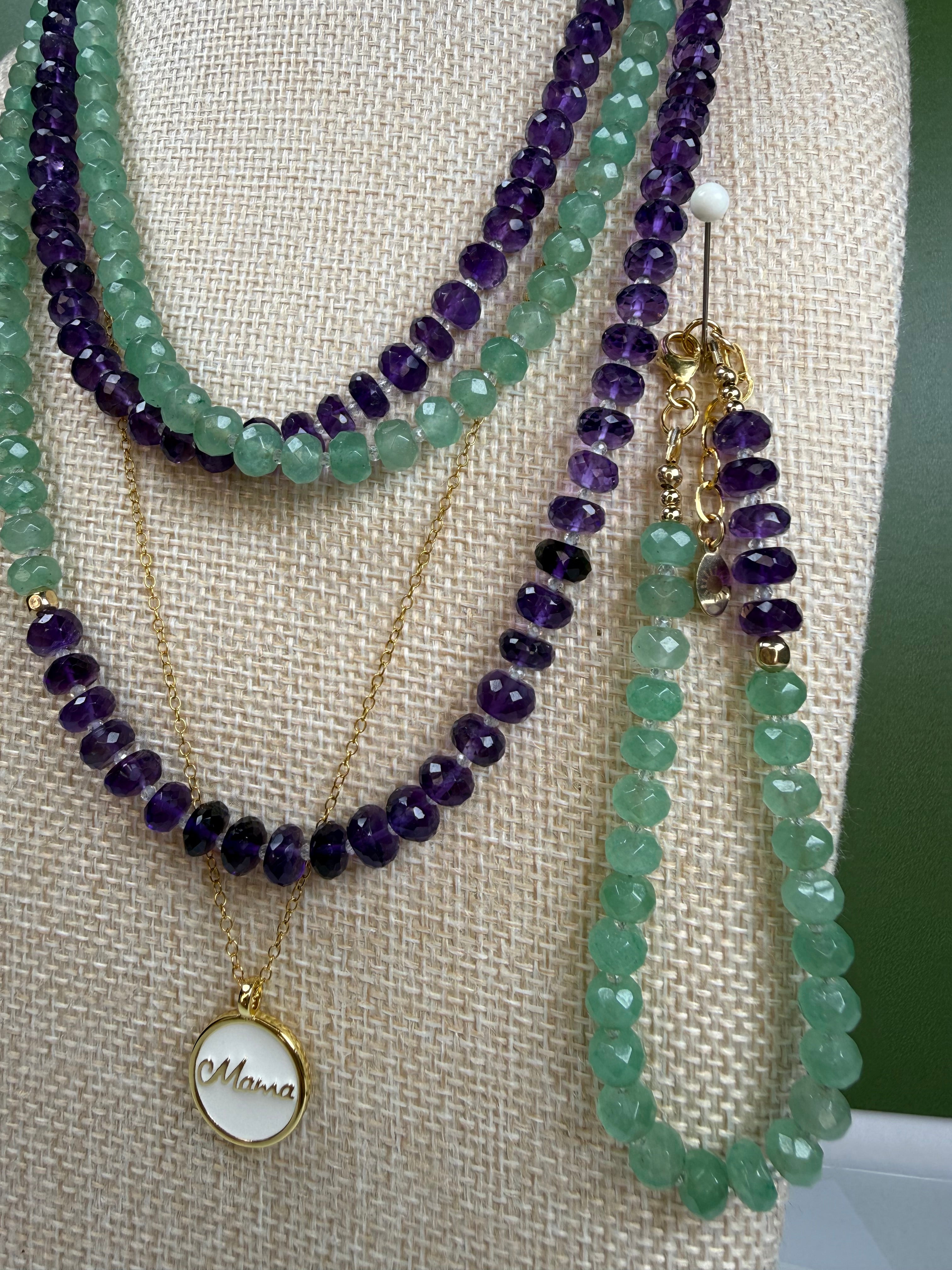 The Justine - Amethyst and Green Aventurine Beaded Bracelet