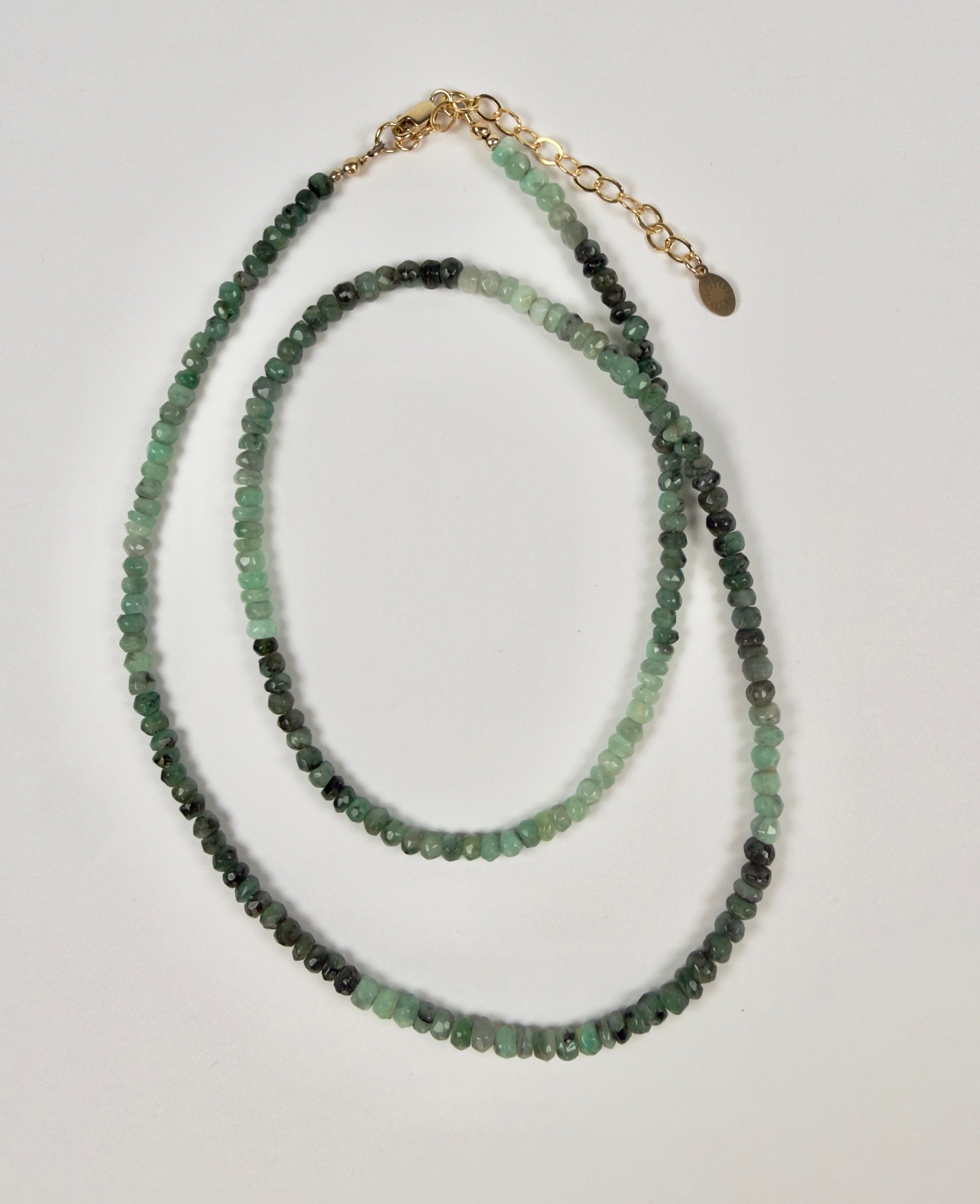 The Damaris - Shaded Emerald Beaded Necklace