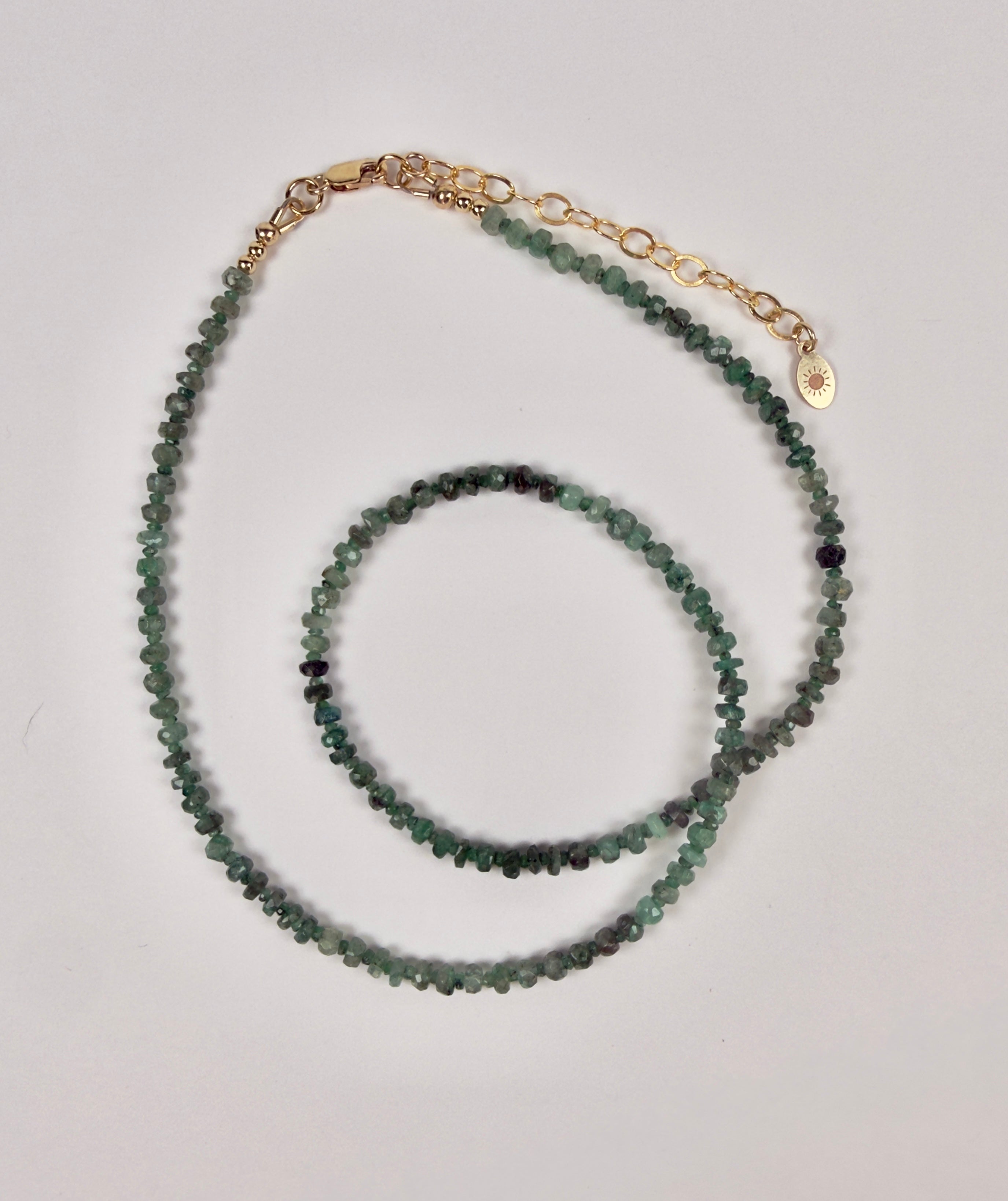 The Fern - Emerald Beaded Necklace, "One-Of-A-KInd"
