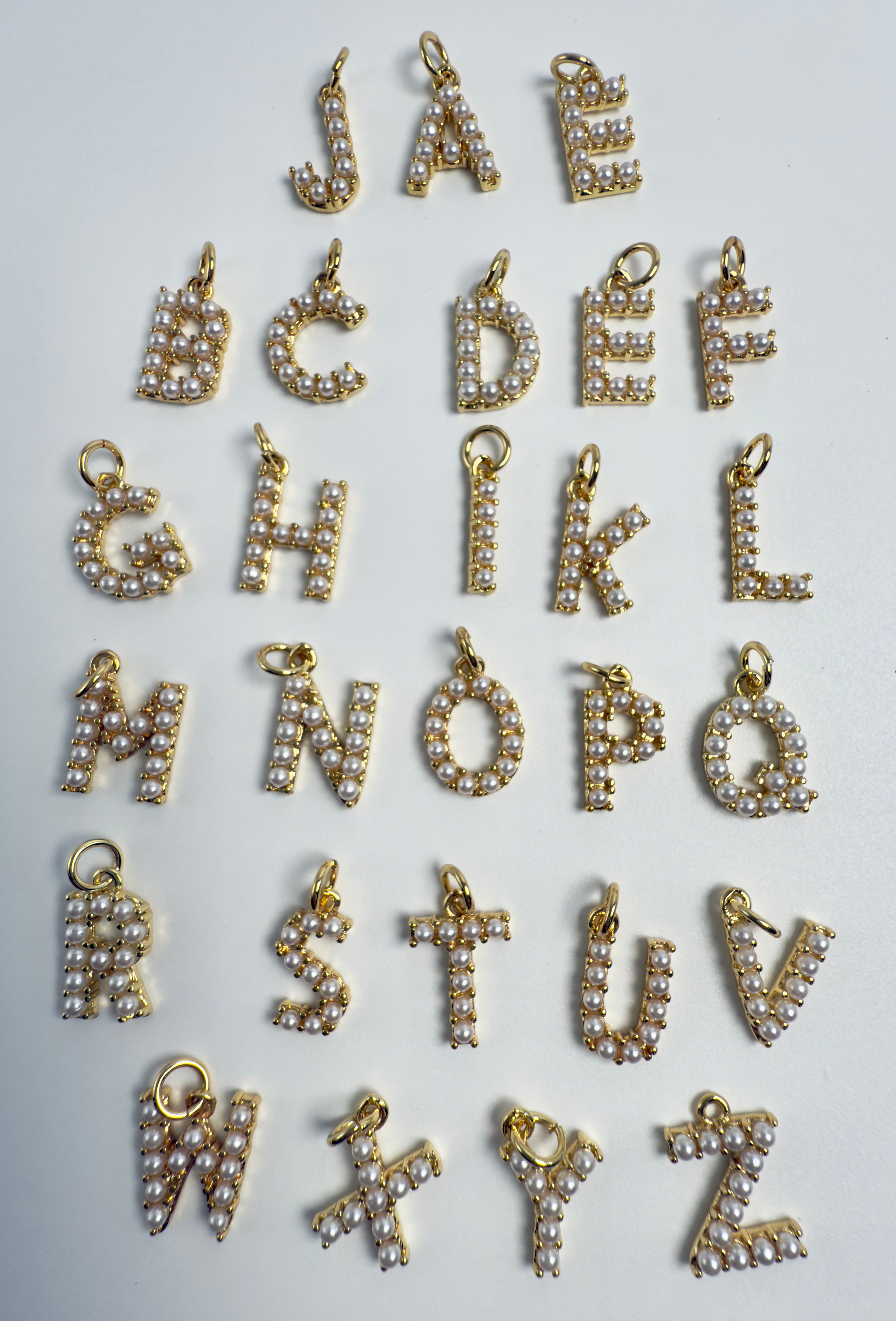 A-Z Pearl Letter Charms - Choice of Attachment
