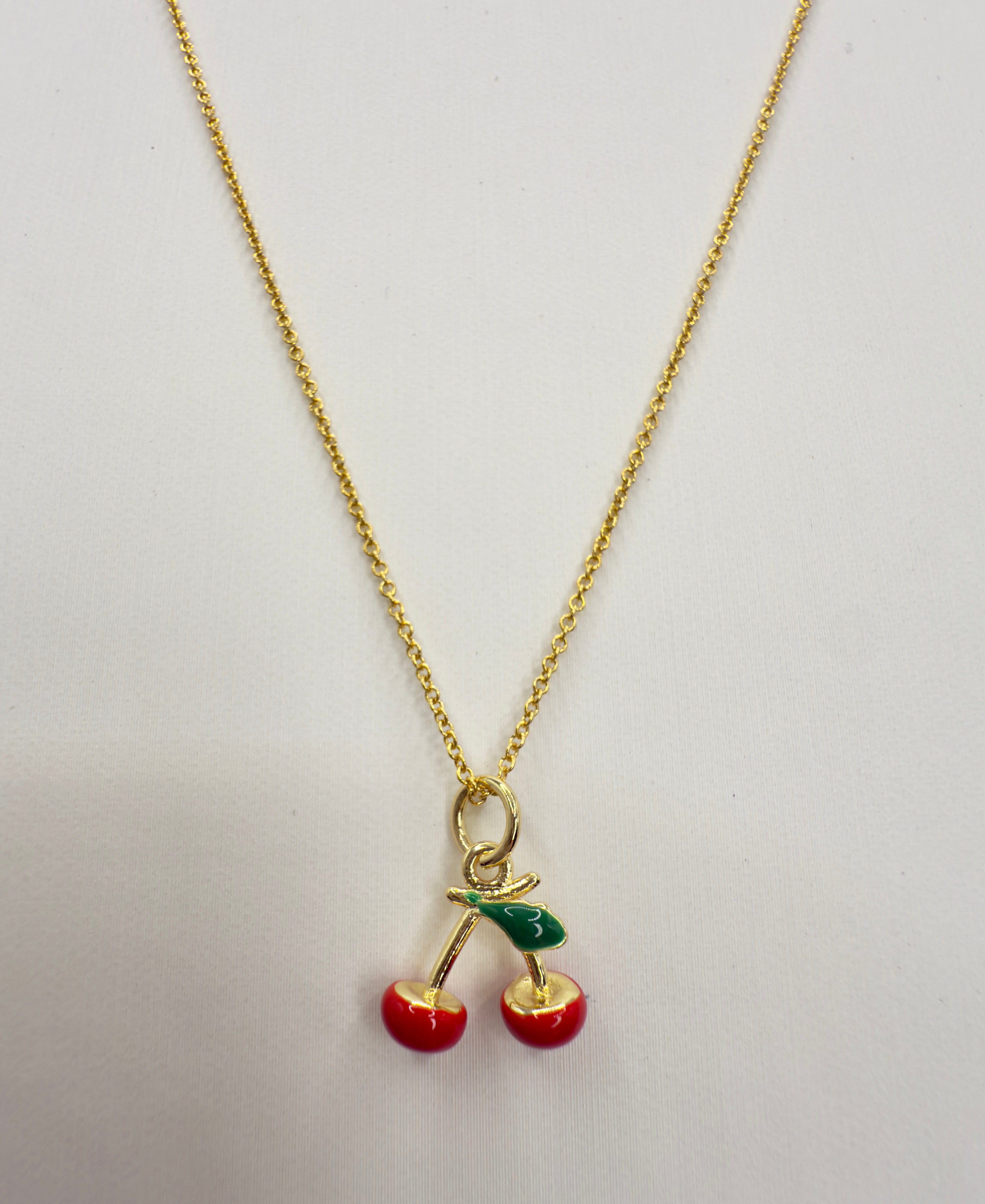 "The Shannon" Enamel Cherries Necklace