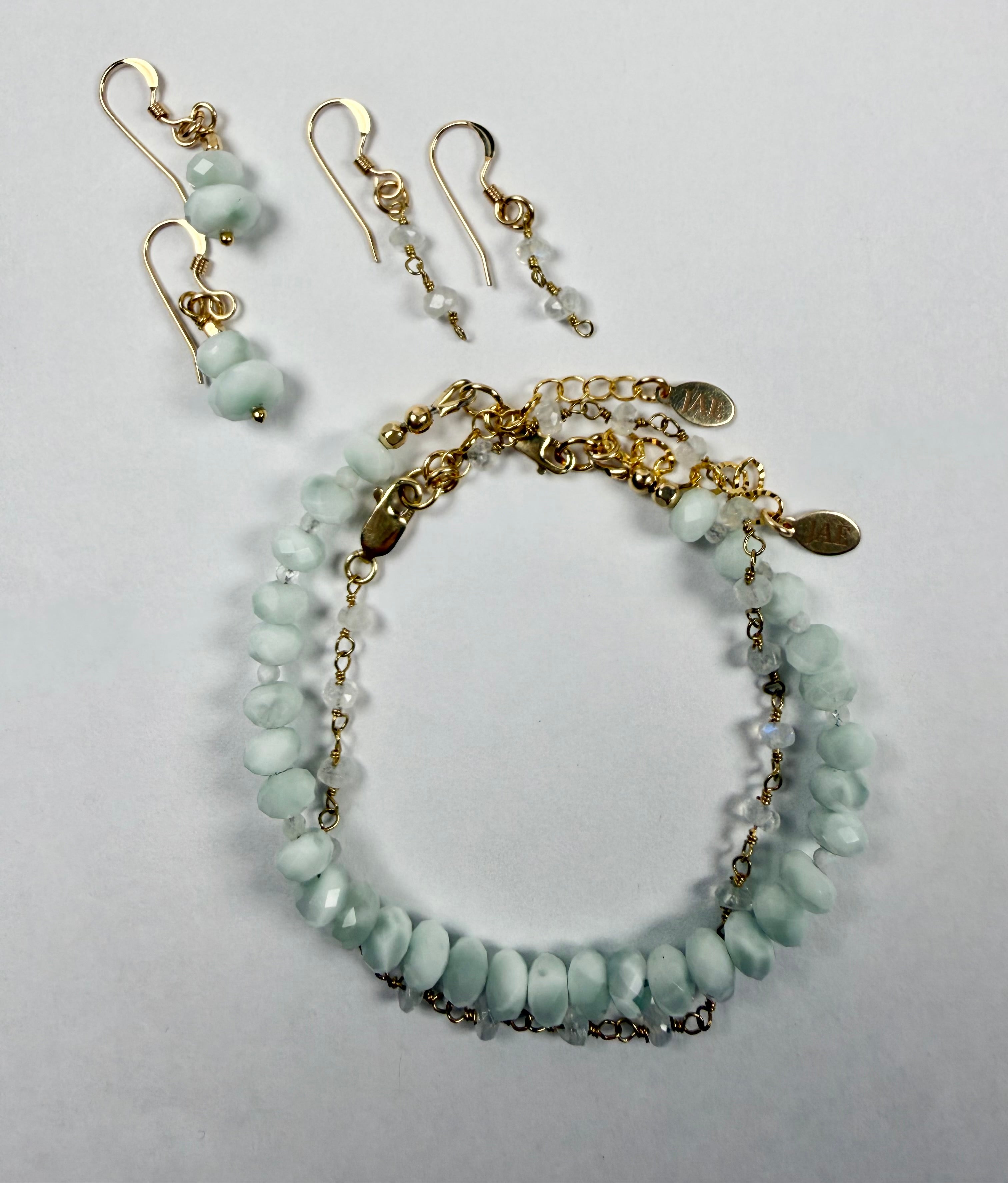 The Myra - Mint Moonstone Bead Charm Earrings