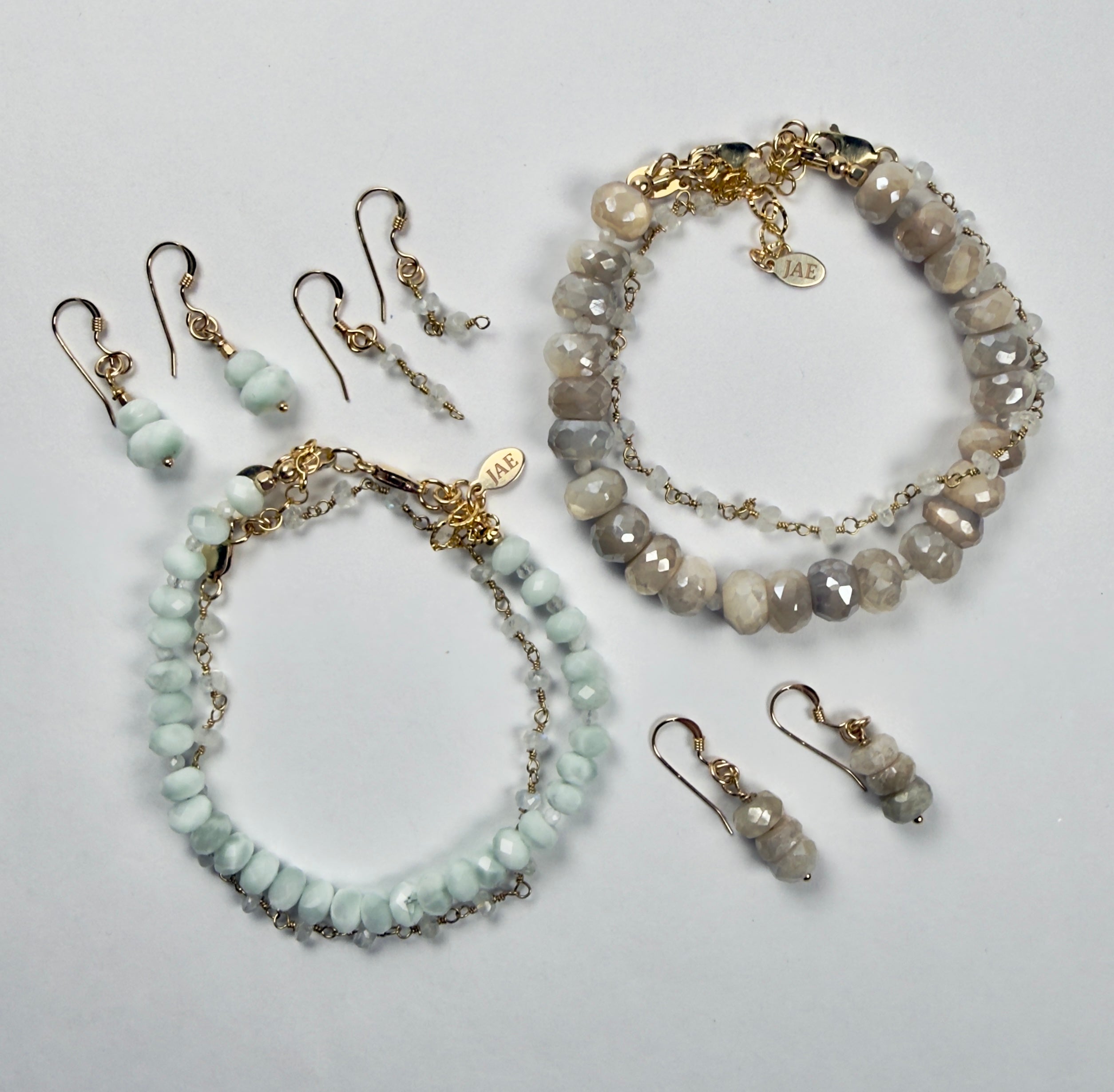 The Alea - Champagne Moonstone Bead Charm Earrings