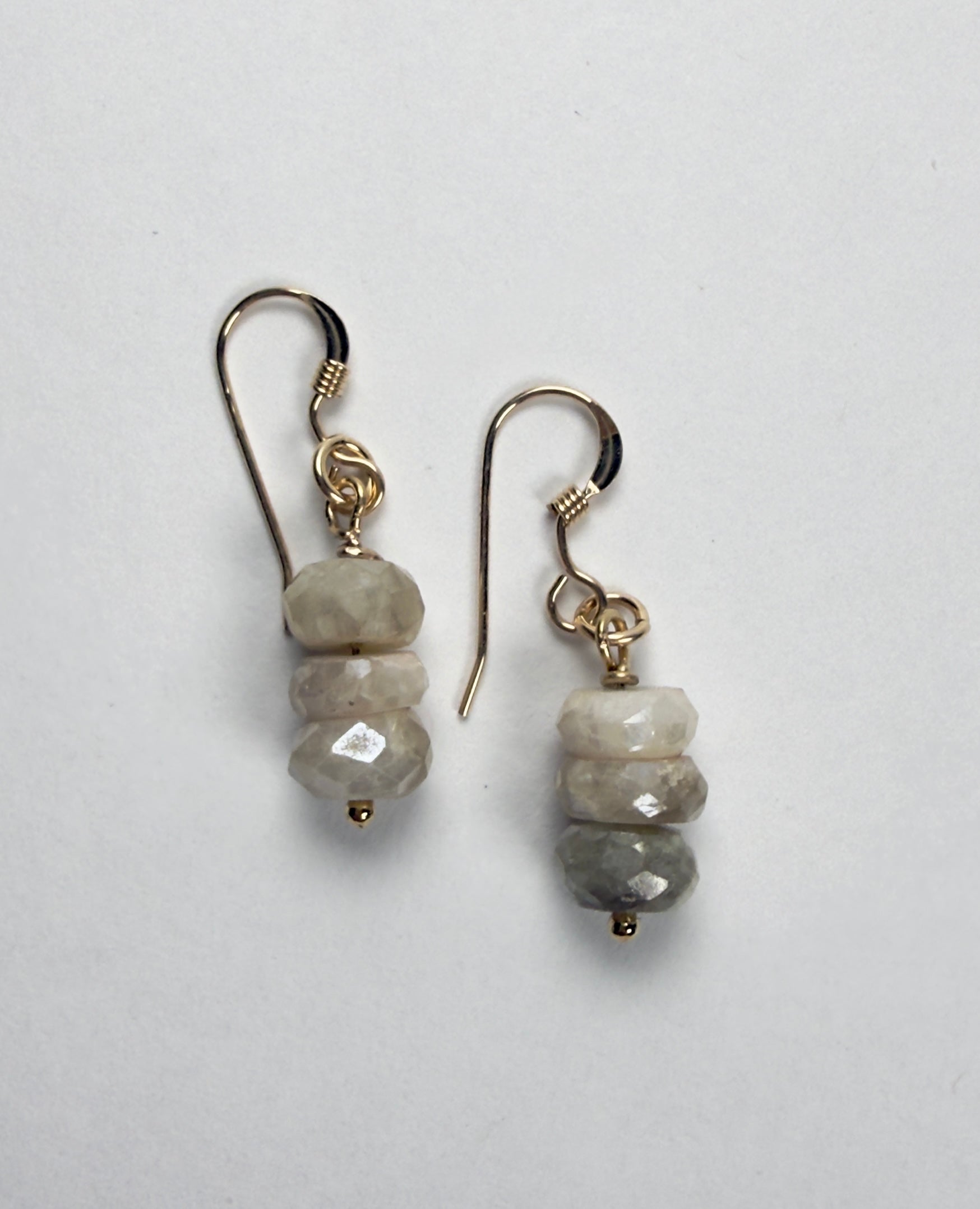 The Alea - Champagne Moonstone Bead Charm Earrings
